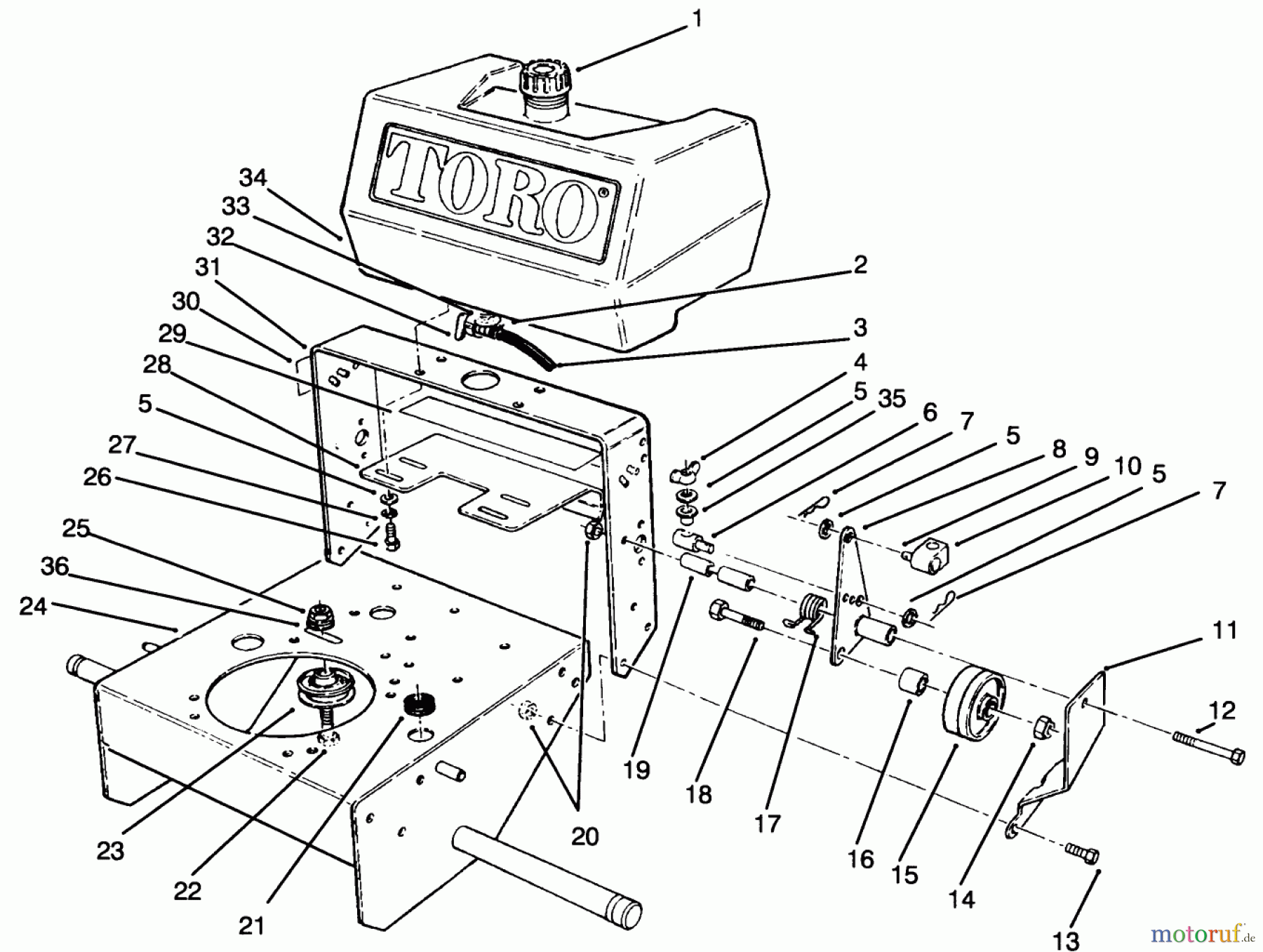  Toro Neu Mowers, Drive Unit Only 30156 - Toro Mid-Size Proline Gear Traction Unit, 12.5 hp, 1994 (490001-499999) FRAME ASSEMBLY