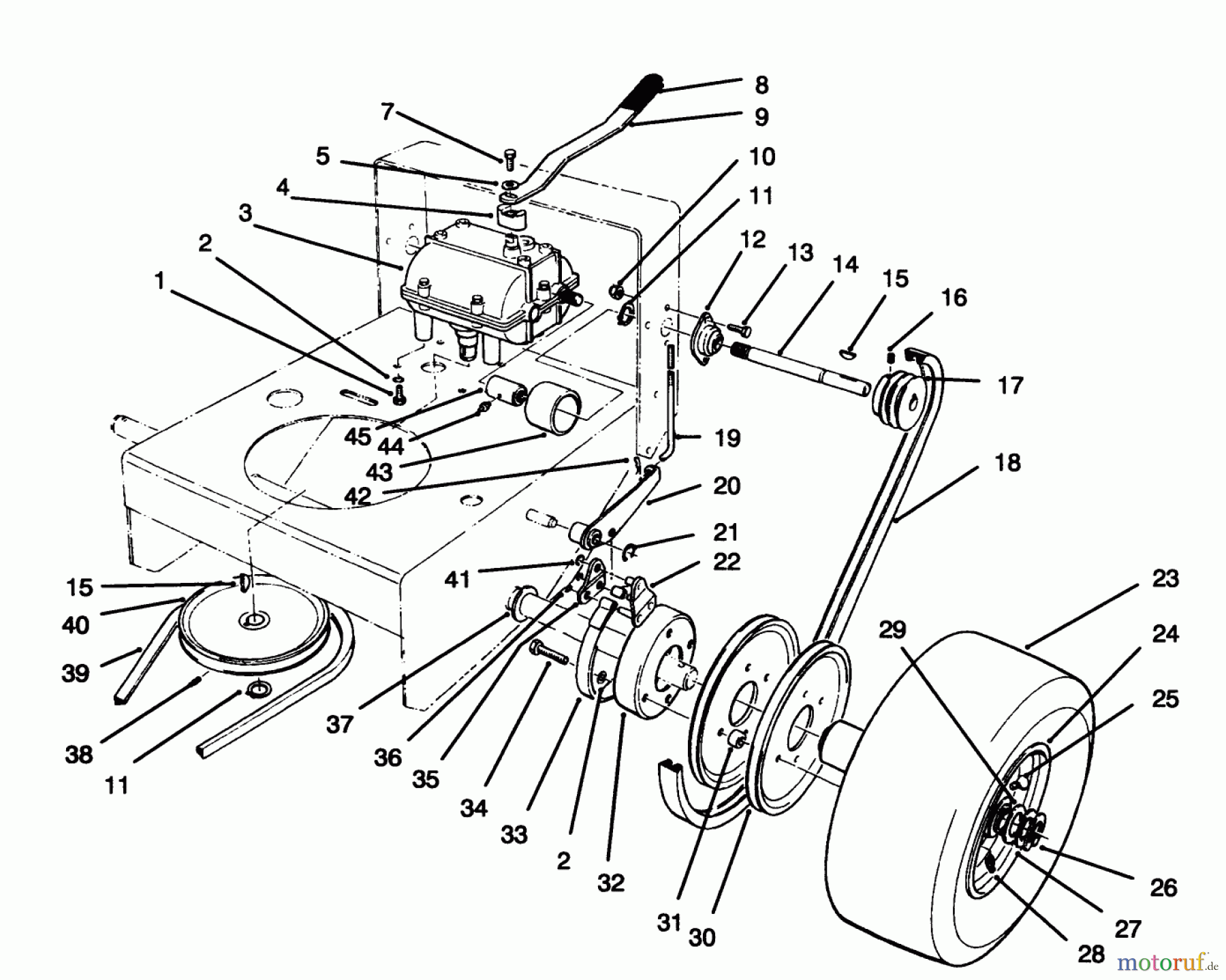  Toro Neu Mowers, Drive Unit Only 30157 - Toro Mid-Size Proline Gear Traction Unit, 12.5 hp, 1995 (590001-599999) AXLE ASSEMBLY
