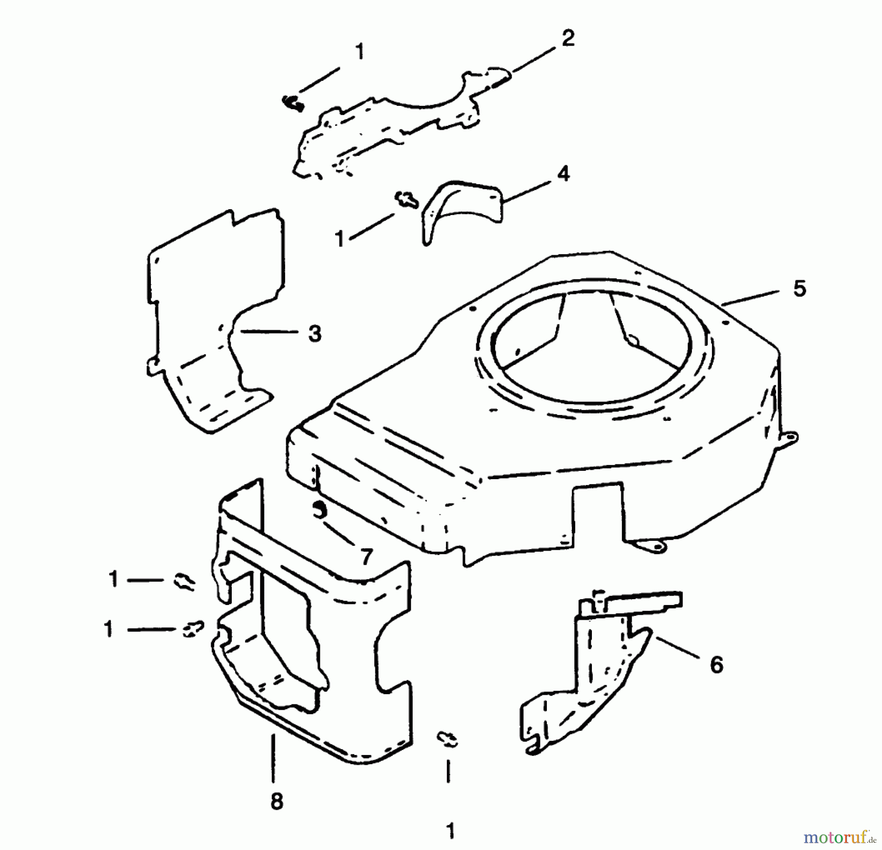  Toro Neu Mowers, Drive Unit Only 30157 - Toro Mid-Size Proline Gear Traction Unit, 12.5 hp, 1994 (490001-499999) BLOWER HOUSING & BAFFLE-ENGINE KOHLER MODEL NO. CV12.5T-1254