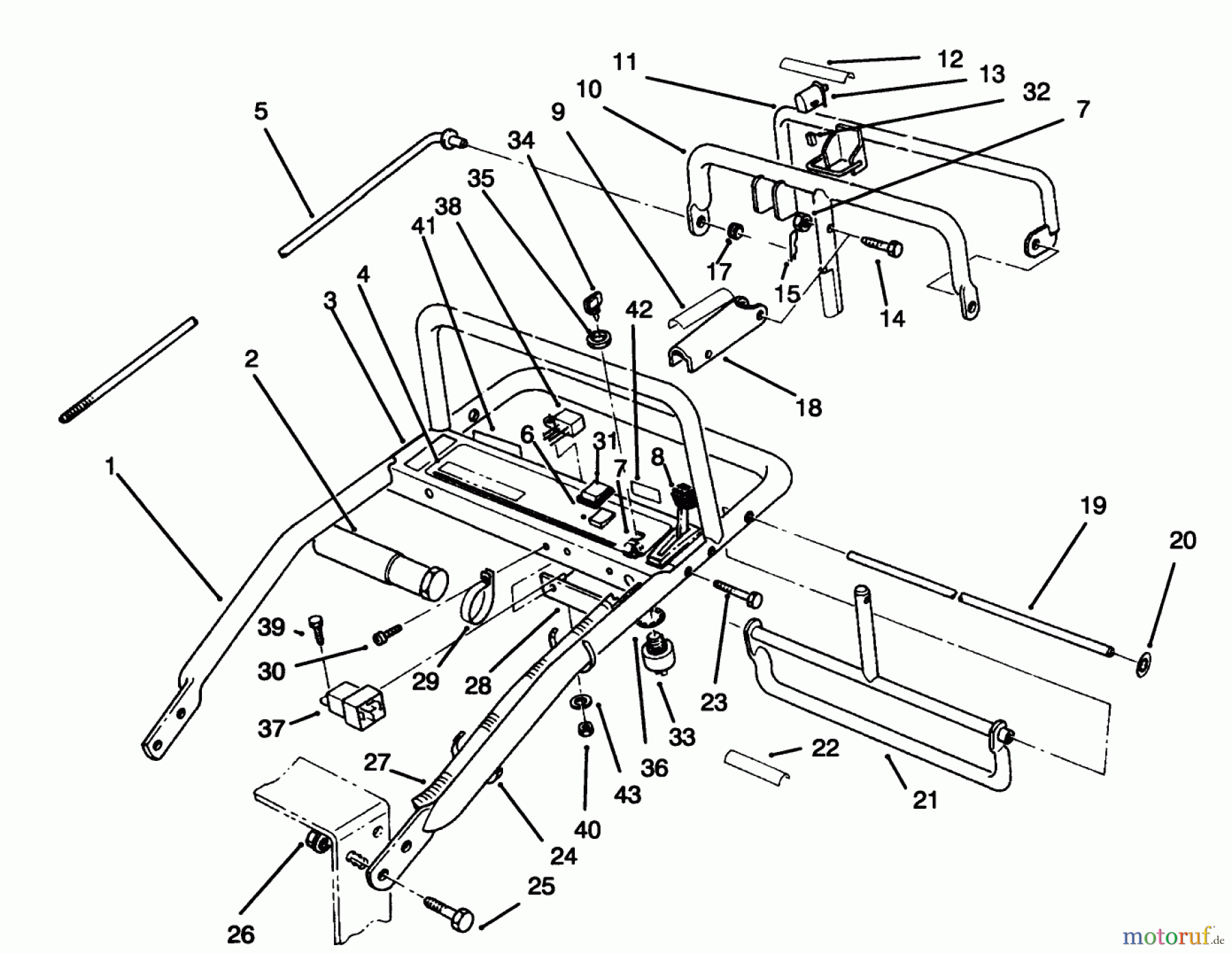 Toro Neu Mowers, Drive Unit Only 30157 - Toro Mid-Size Proline Gear Traction Unit, 12.5 hp, 1995 (590001-599999) HANDLE ASSEMBLY