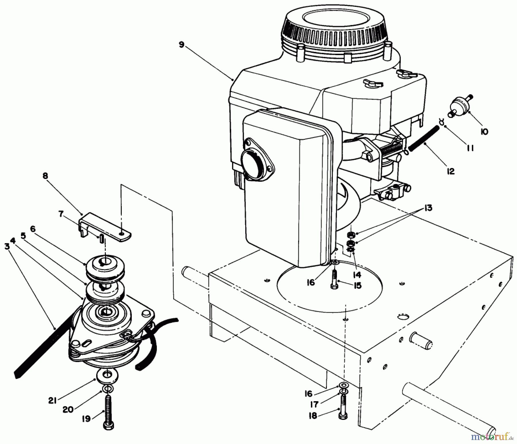 Toro Neu Mowers, Drive Unit Only 30165 - Toro Mid-Size Proline Gear Traction Unit, 12.5 hp, 1991 (1000001-1999999) ENGINE & CLUTCH ASSEMBLY