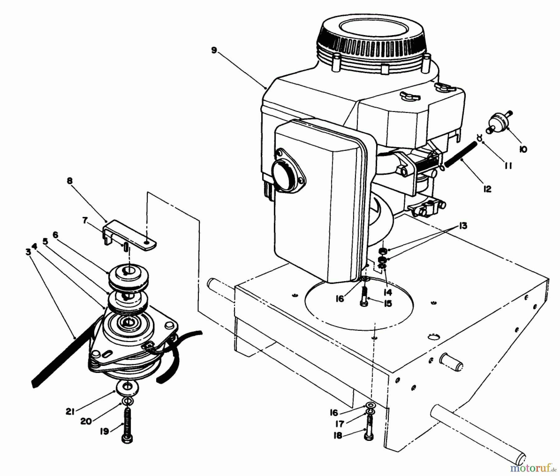 Toro Neu Mowers, Drive Unit Only 30165 - Toro Mid-Size Proline Gear Traction Unit, 12.5 hp, 1992 (2000001-2999999) ENGINE & CLUTCH ASSEMBLY