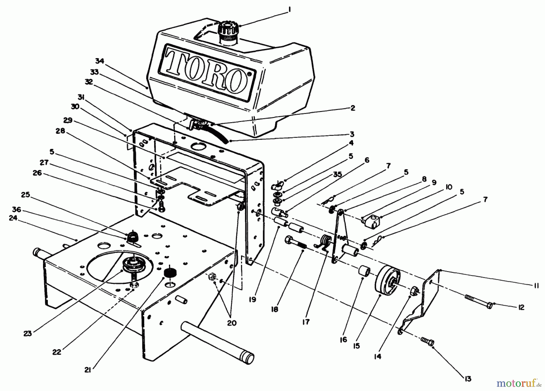  Toro Neu Mowers, Drive Unit Only 30165 - Toro Mid-Size Proline Gear Traction Unit, 12.5 hp, 1992 (2000001-2999999) FRAME ASSEMBLY
