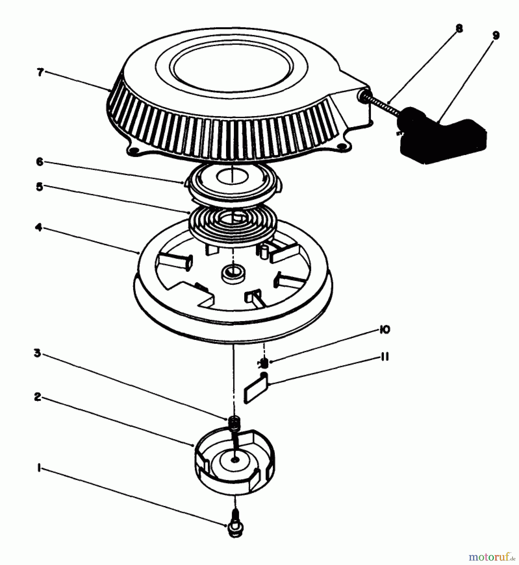 Toro Neu Mowers, Drive Unit Only 30165 - Toro Mid-Size Proline Gear Traction Unit, 12.5 hp, 1992 (2000001-2999999) RECOIL ASSEMBLY