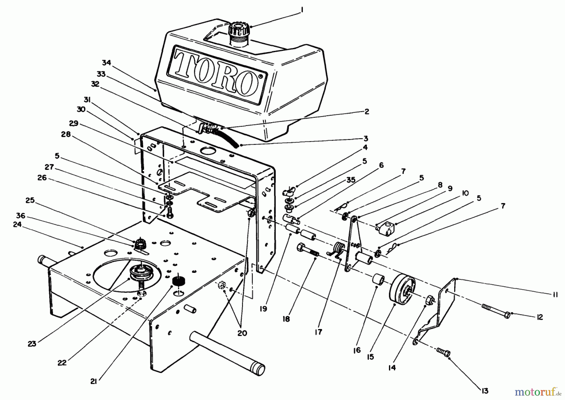 Toro Neu Mowers, Drive Unit Only 30165 - Toro Mid-Size Proline Gear Traction Unit, 12.5 hp, 1993 (3900001-3999999) FRAME ASSEMBLY