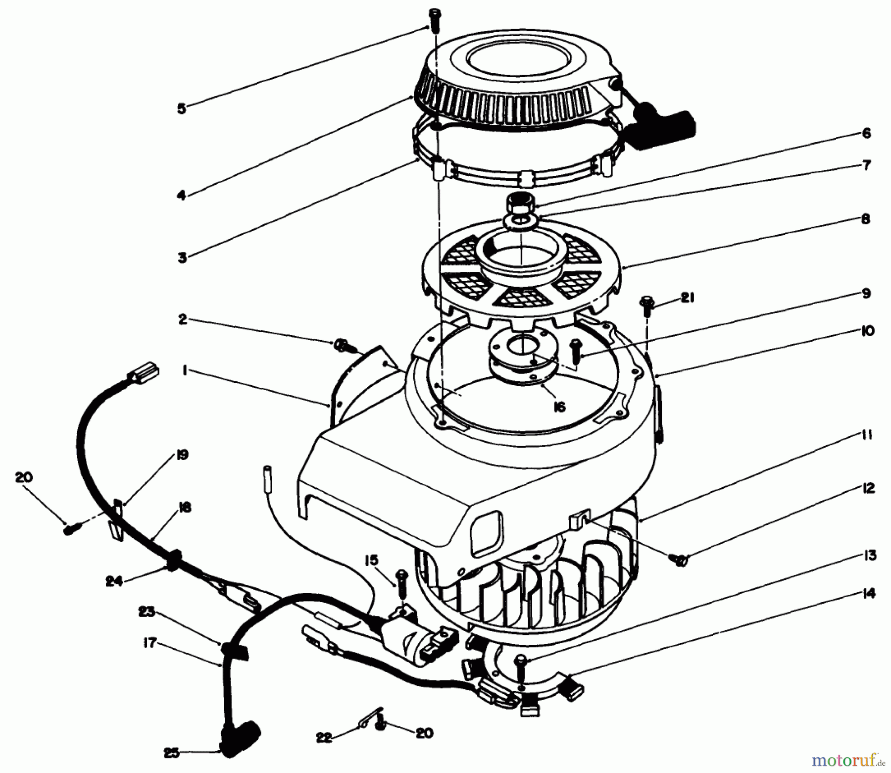 Toro Neu Mowers, Drive Unit Only 30165 - Toro Mid-Size Proline Gear Traction Unit, 12.5 hp, 1993 (3900001-3999999) RECOIL & FLYWHEEL ASSEMBLY