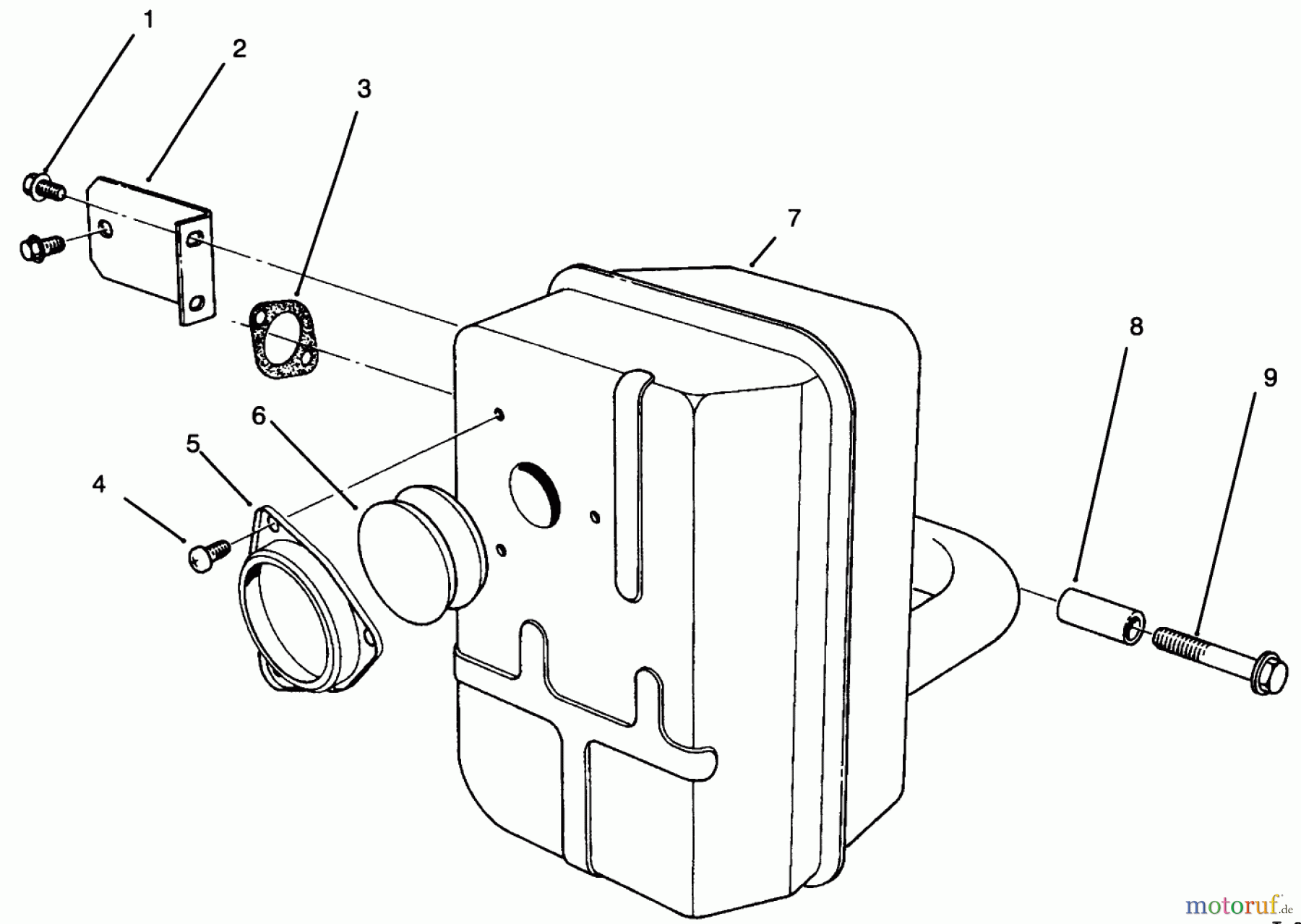  Toro Neu Mowers, Drive Unit Only 30165 - Toro Mid-Size Proline Gear Traction Unit, 12.5 hp, 1994 (4900001-4999999) MUFFLER ASSEMBLY