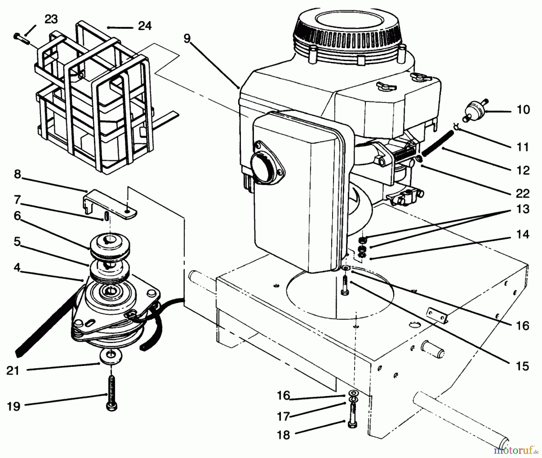 Toro Neu Mowers, Drive Unit Only 30165 - Toro Mid-Size Proline Gear Traction Unit, 12.5 hp, 1995 (5900001-5999999) ENGINE & CLUTCH ASSEMBLY