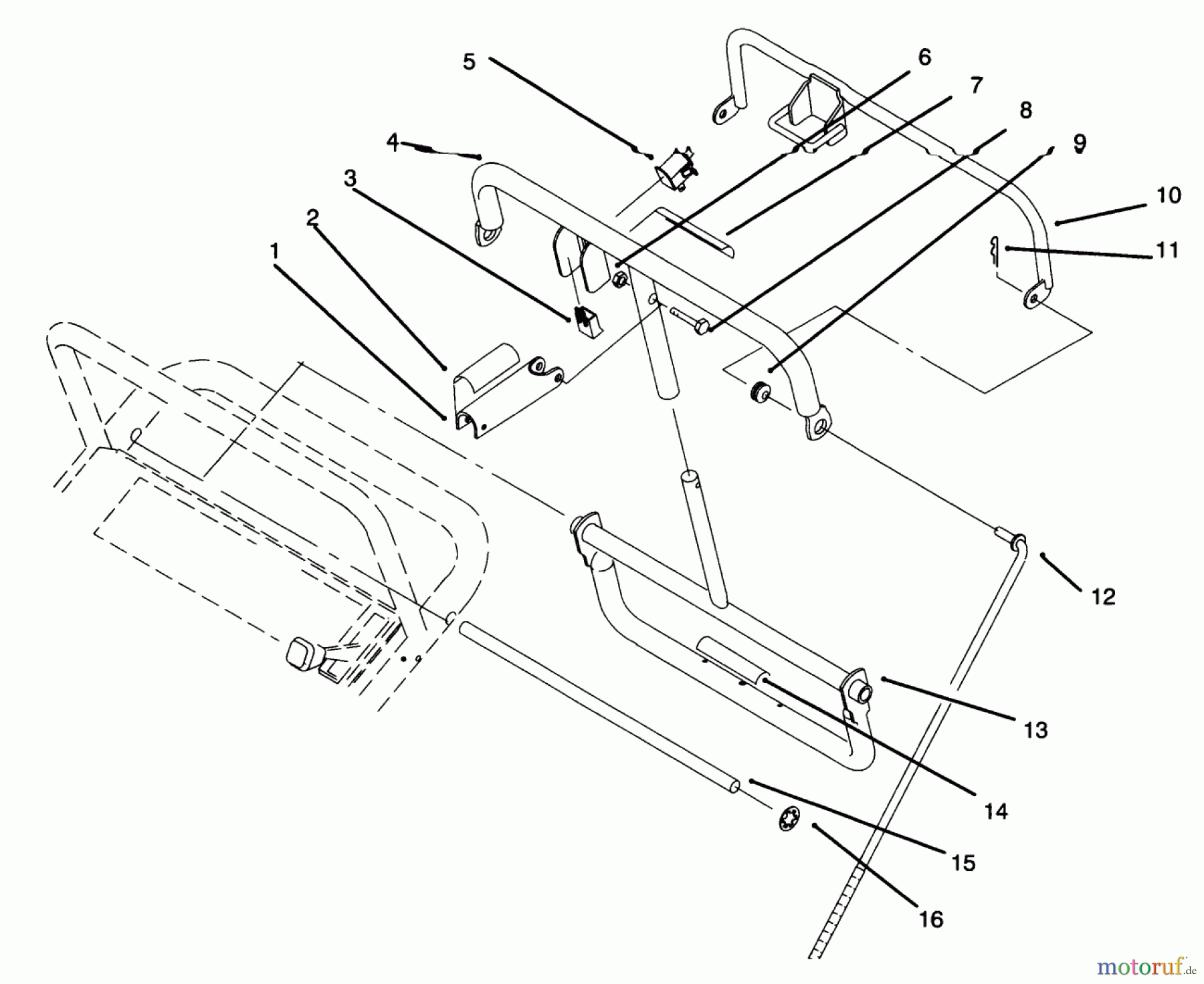 Toro Neu Mowers, Drive Unit Only 30165 - Toro Mid-Size Proline Gear Traction Unit, 12.5 hp, 1995 (5900001-5999999) HANDLE ASSEMBLY #2