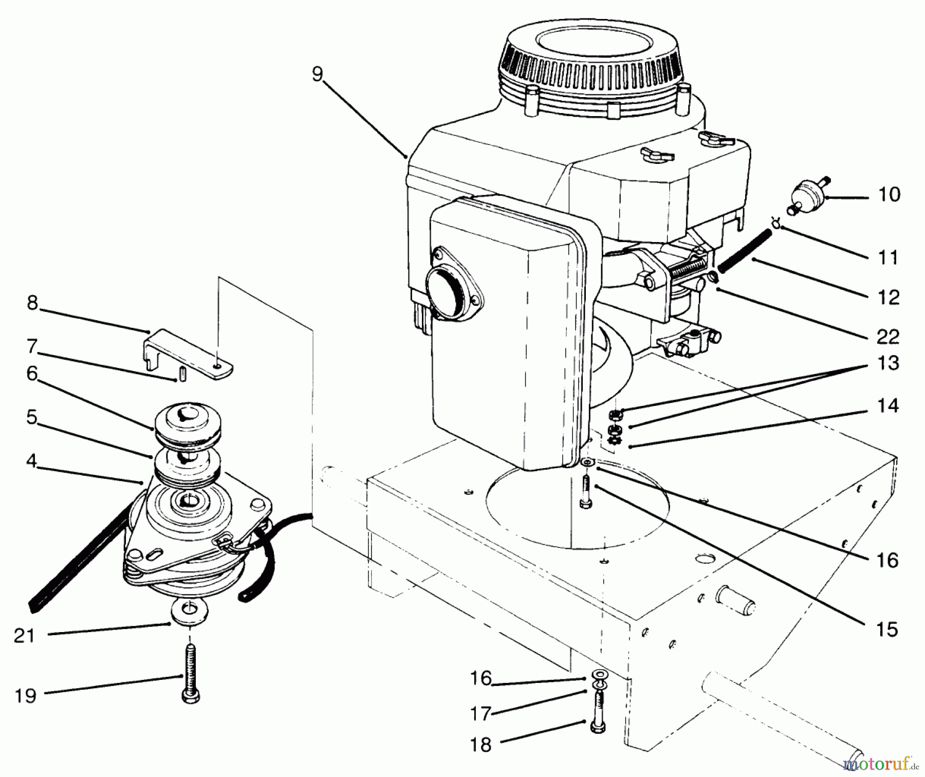  Toro Neu Mowers, Drive Unit Only 30166 - Toro Mid-Size Proline Gear Traction Unit, 12.5 hp, 1995 (590001-599999) ENGINE & CLUTCH ASSEMBLY