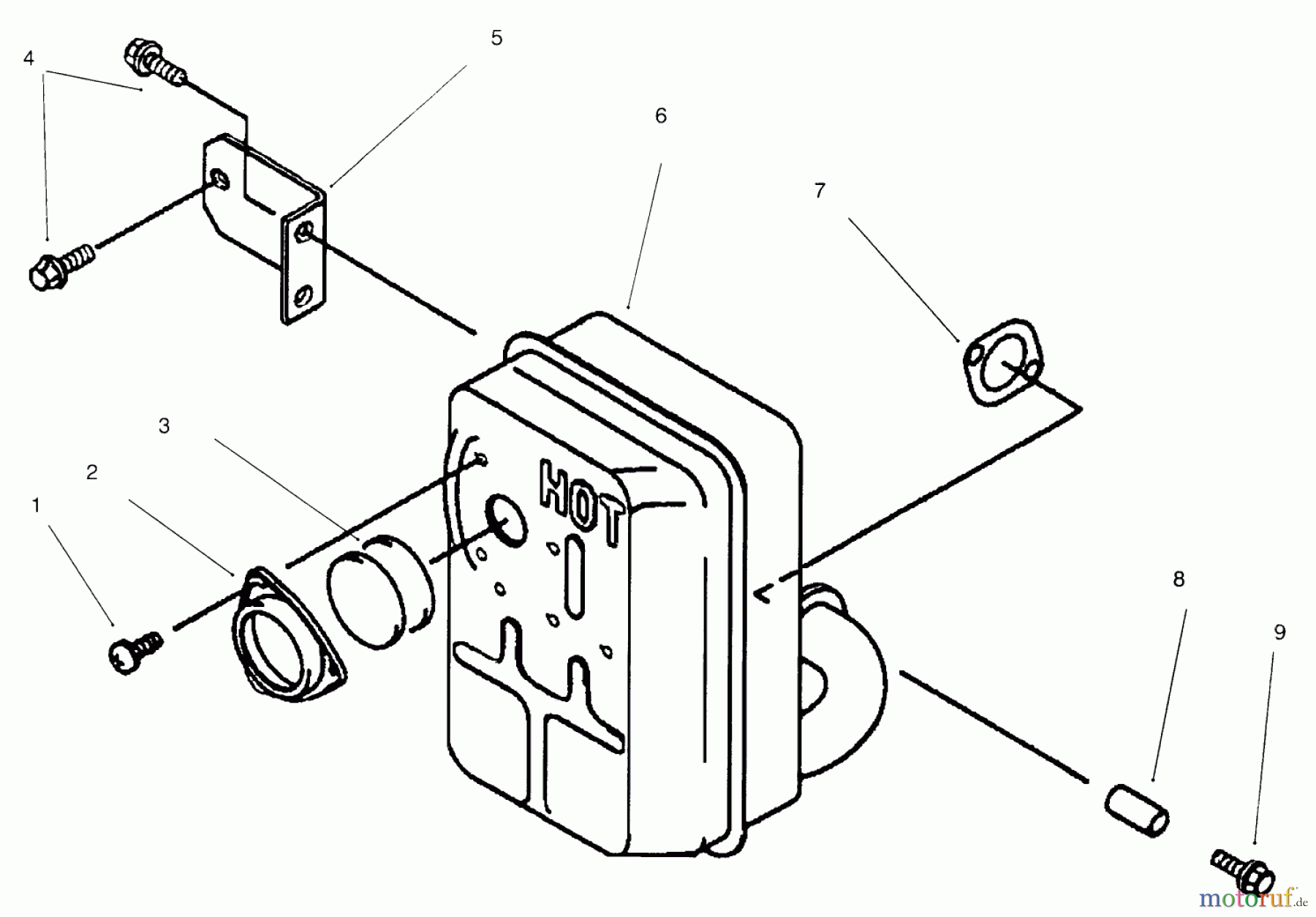 Toro Neu Mowers, Drive Unit Only 30166 - Toro Mid-Size Proline Gear Traction Unit, 12.5 hp, 1995 (590001-599999) MUFFLER