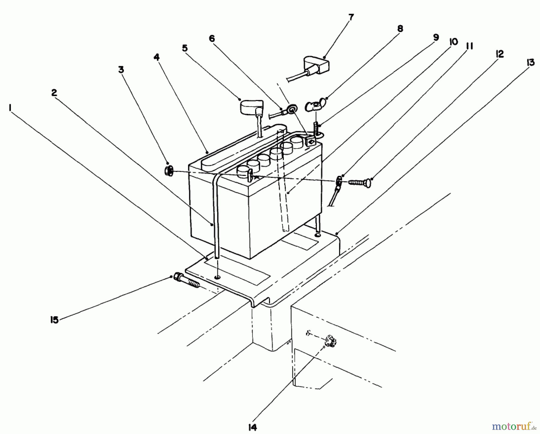 Toro Neu Mowers, Drive Unit Only 30170 - Toro Mid-Size Proline Gear Traction Unit, 12.5 hp, 1991 (1000001-1999999) BATTERY ASSEMBLY