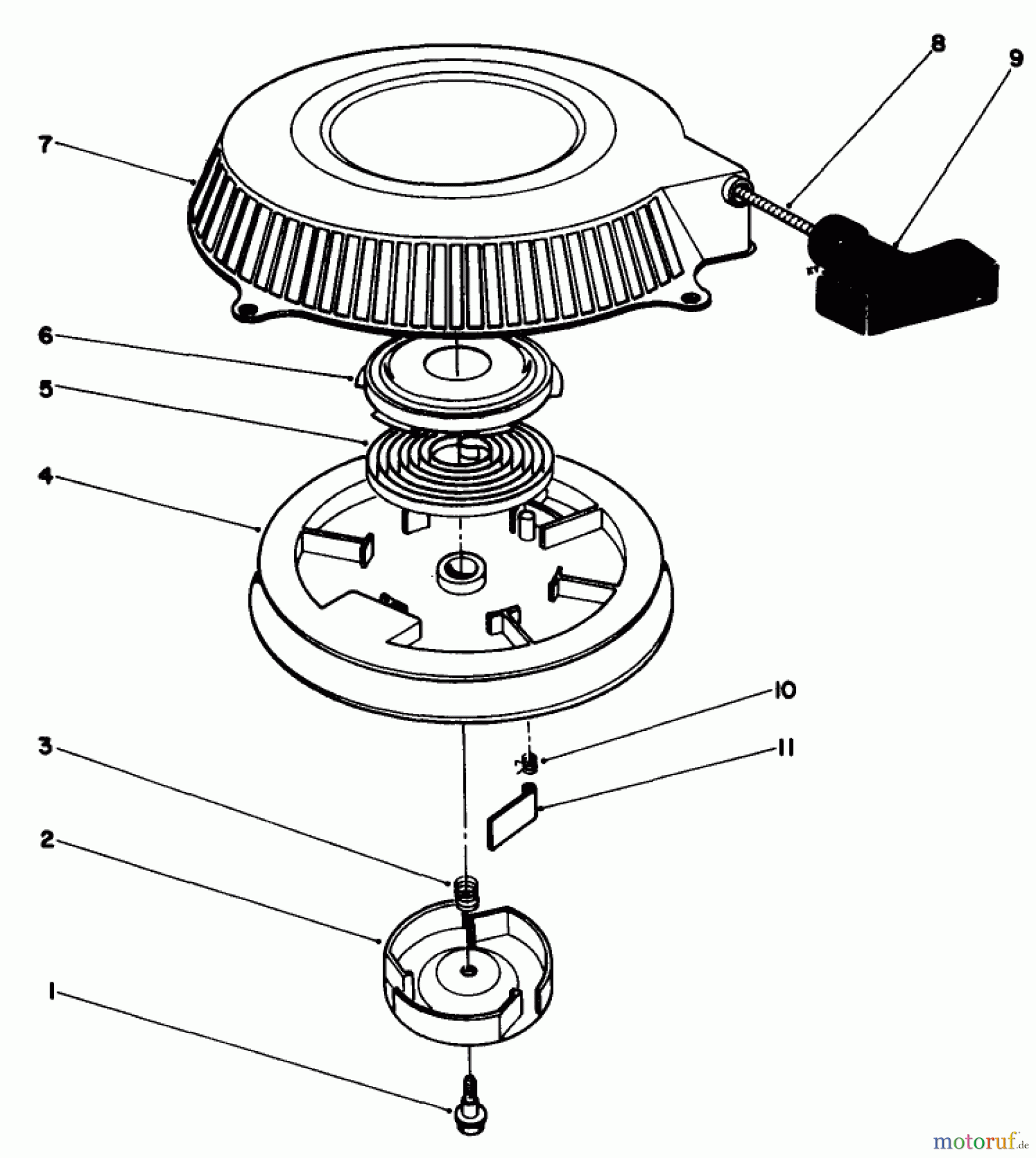  Toro Neu Mowers, Drive Unit Only 30170 - Toro Mid-Size Proline Gear Traction Unit, 12.5 hp, 1991 (1000001-1999999) RECOIL ASSEMBLY