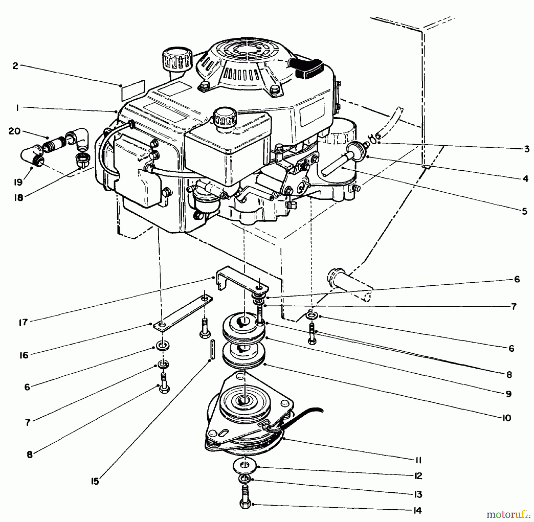 Toro Neu Mowers, Drive Unit Only 30175 - Toro Mid-Size Proline Gear Traction Unit, 14 hp, 1991 (10000001-19999999) ENGINE ASSEMBLY