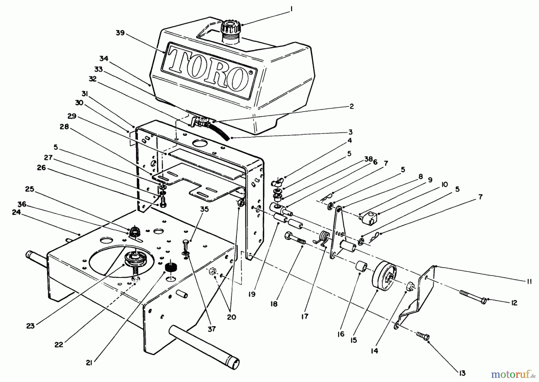 Toro Neu Mowers, Drive Unit Only 30175 - Toro Mid-Size Proline Gear Traction Unit, 14 hp, 1991 (10000001-19999999) FRAME ASSEMBLY