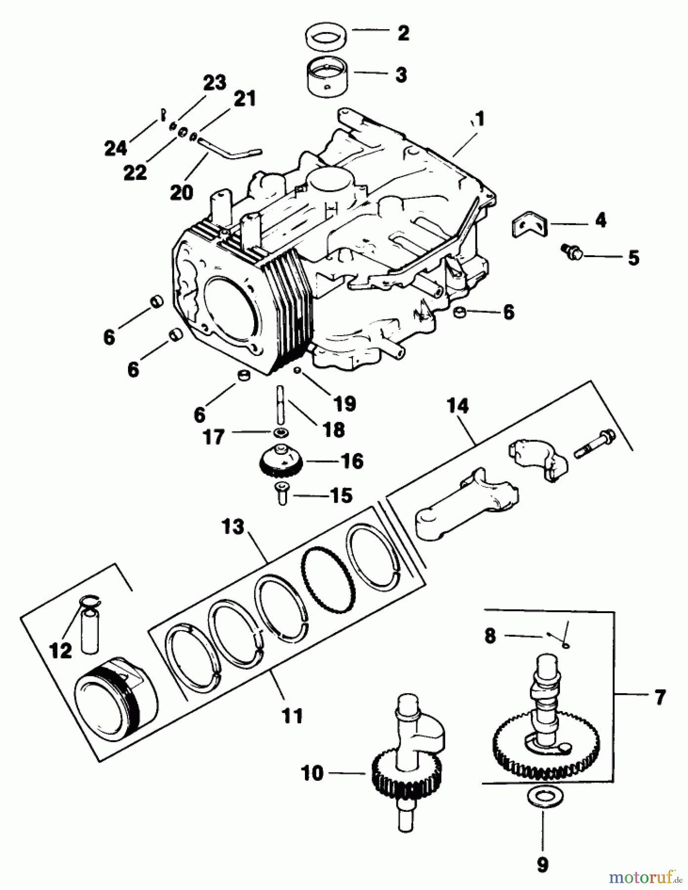 Toro Neu Mowers, Drive Unit Only 30175 - Toro Mid-Size Proline Gear Traction Unit, 14 hp, 1992 (20000001-29999999) CRANKCASE-ENGINE KOHLER MODEL NO. CV14T-1412