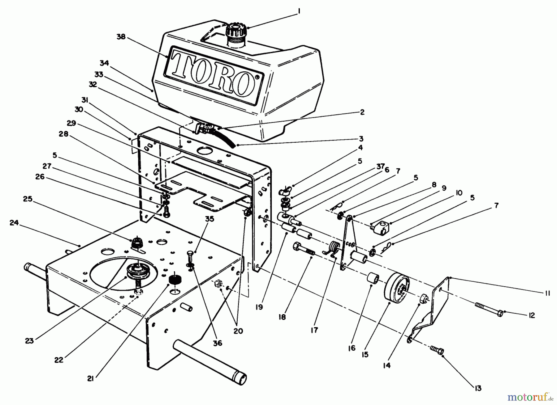  Toro Neu Mowers, Drive Unit Only 30175 - Toro Mid-Size Proline Gear Traction Unit, 14 hp, 1992 (20000001-29999999) FRAME ASSEMBLY