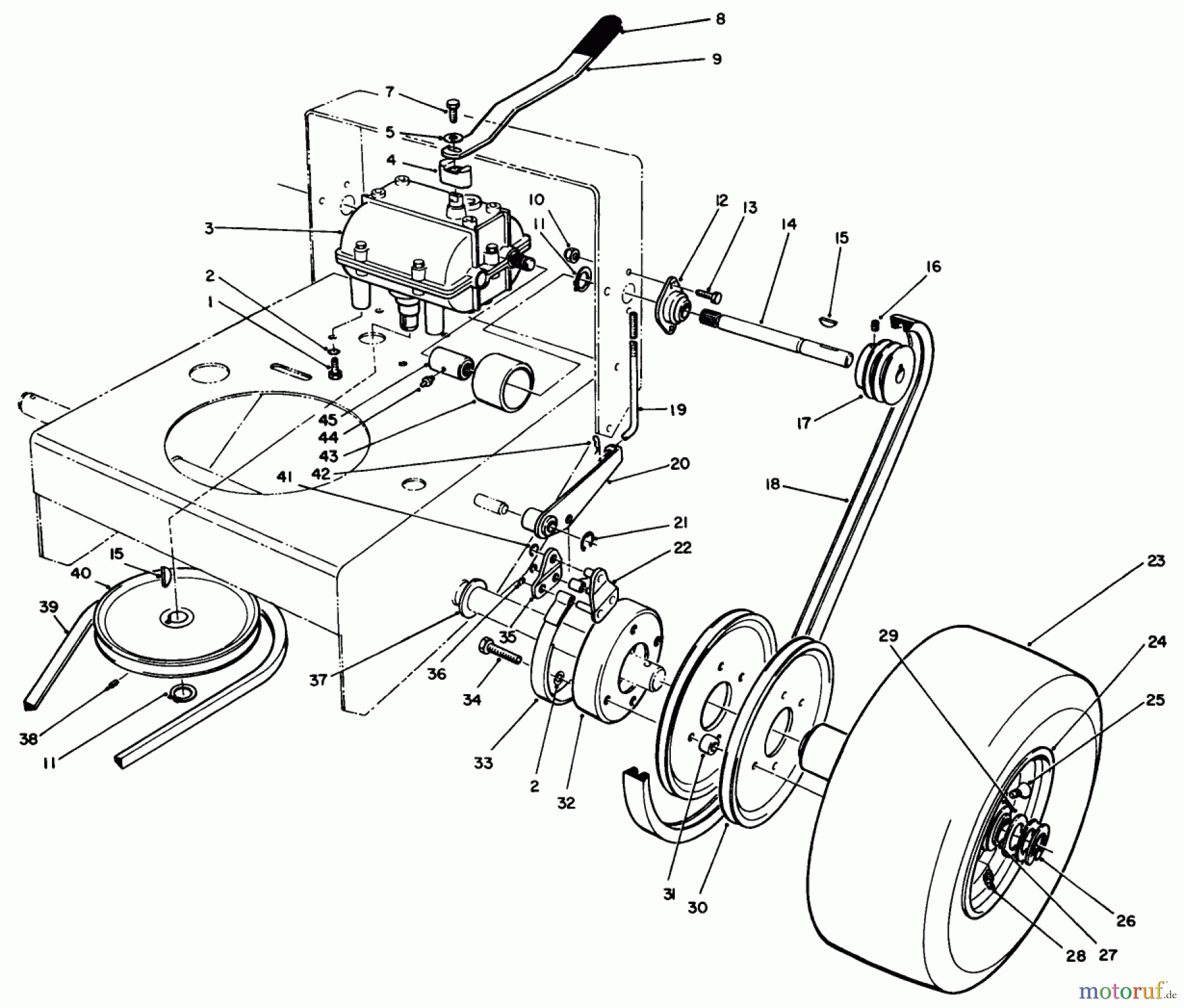 Toro Neu Mowers, Drive Unit Only 30175 - Toro Mid-Size Proline Gear Traction Unit, 14 hp, 1993 (39000001-39999999) AXLE ASSEMBLY