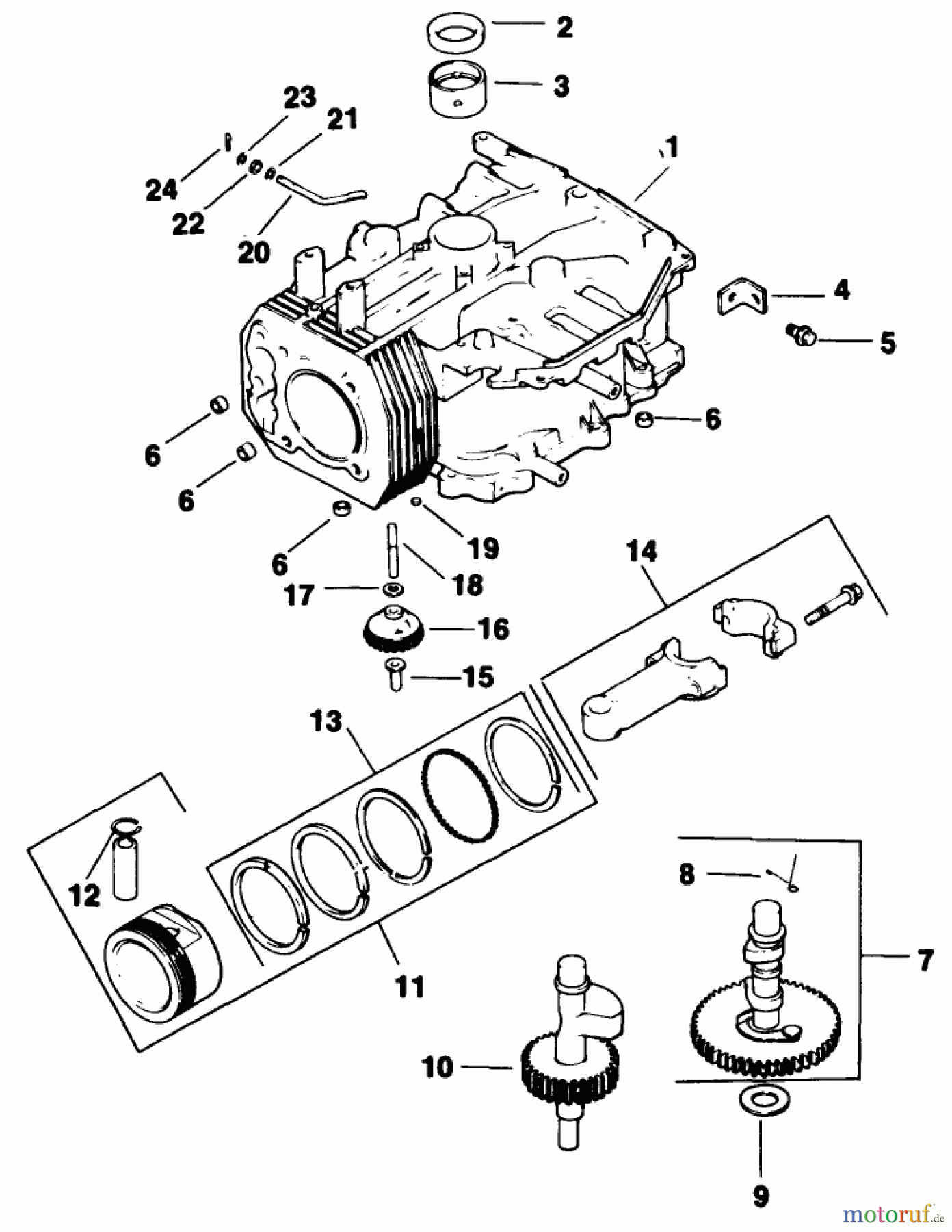 Toro Neu Mowers, Drive Unit Only 30175 - Toro Mid-Size Proline Gear Traction Unit, 14 hp, 1993 (39000001-39999999) CRANKCASE - ENGINE KOHLER MODEL NO. CV14T-1412