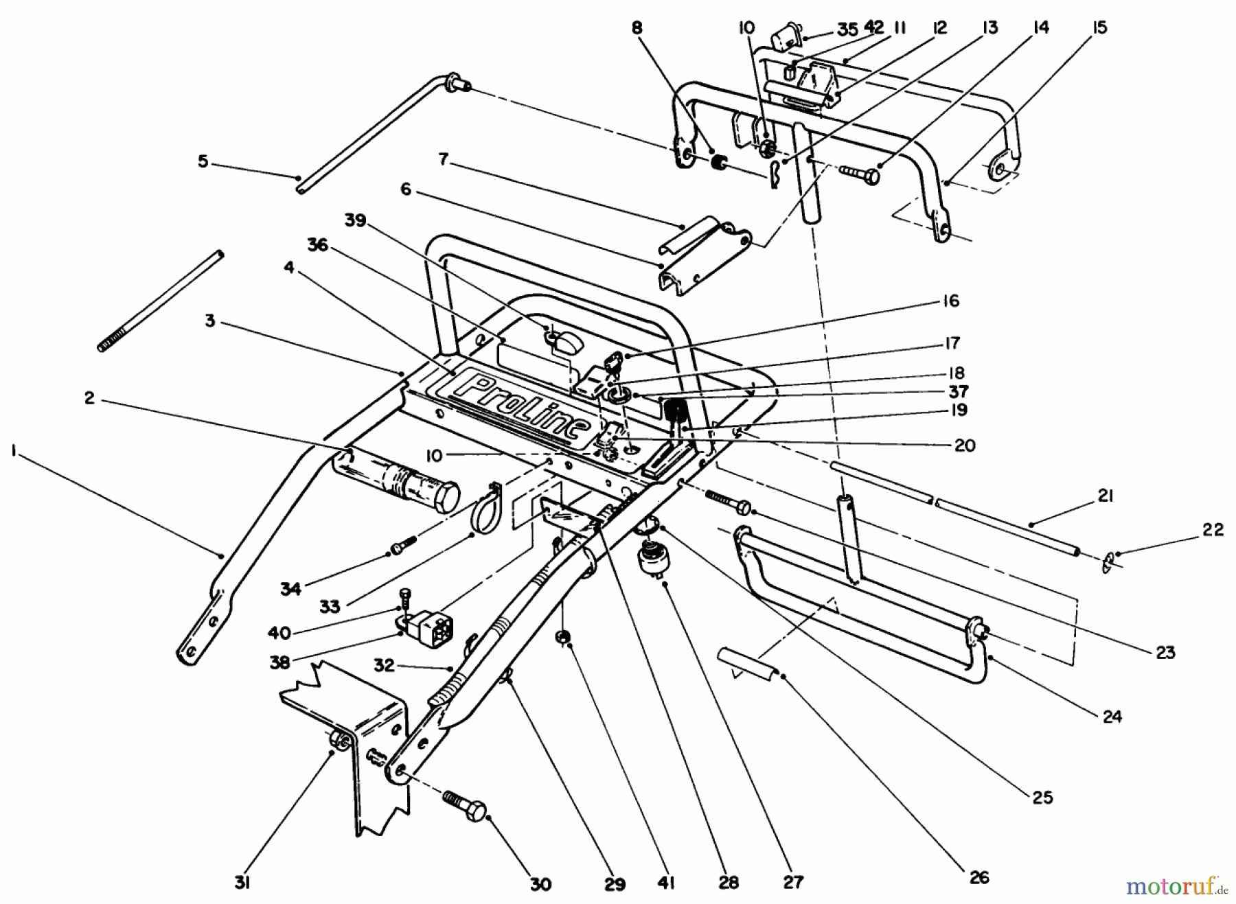 Toro Neu Mowers, Drive Unit Only 30175 - Toro Mid-Size Proline Gear Traction Unit, 14 hp, 1993 (39000001-39999999) HANDLE ASSEMBLY