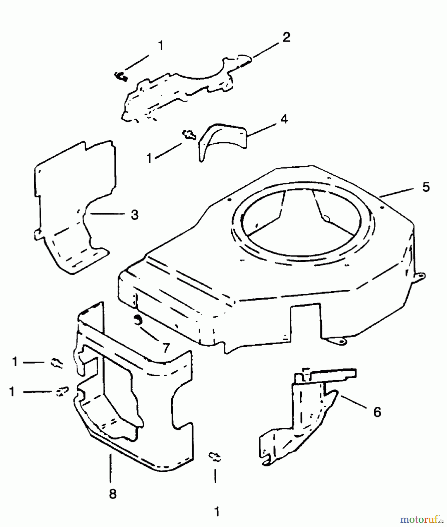  Toro Neu Mowers, Drive Unit Only 30175 - Toro Mid-Size Proline Gear Traction Unit, 14 hp, 1994 (49000001-49999999) BLOWER HOUSING & BAFFLE-ENGINE KOHLER MODEL NO. CV14 T-1412