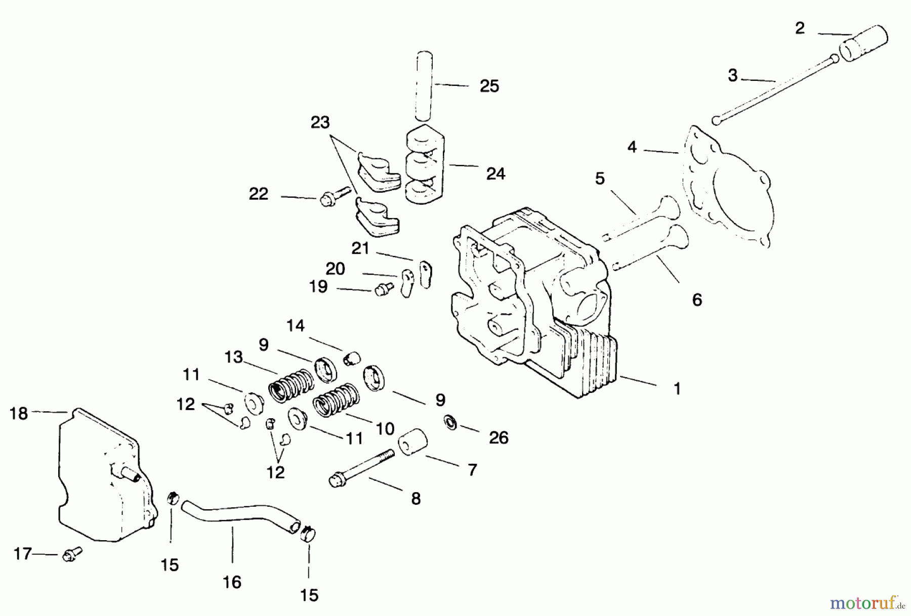 Toro Neu Mowers, Drive Unit Only 30175 - Toro Mid-Size Proline Gear Traction Unit, 14 hp, 1994 (49000001-49999999) CYLINDER HEAD/VALVE/BREATHER-ENGINE KOHLER MODEL NO. CV14 T-1412