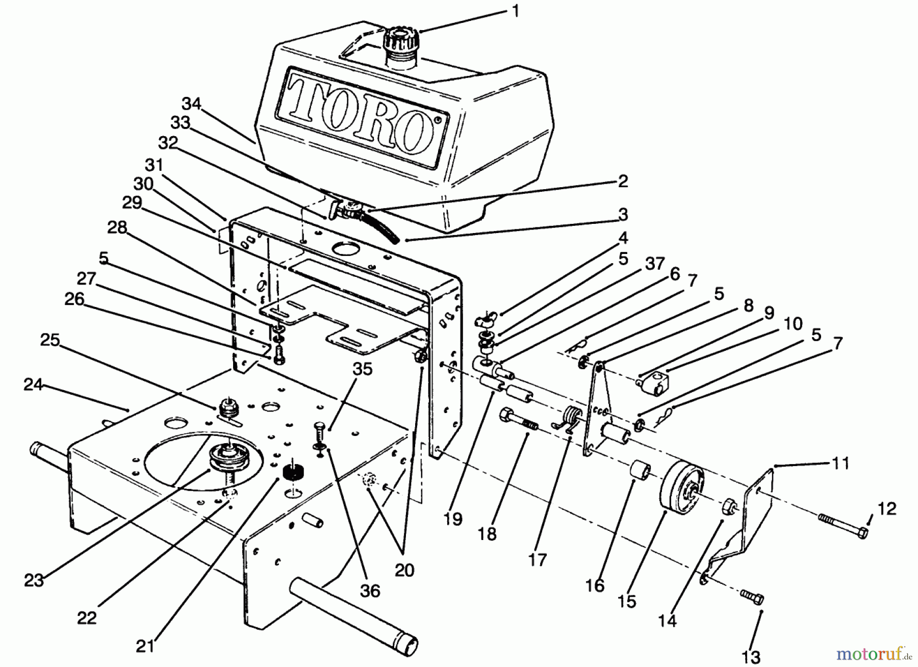 Toro Neu Mowers, Drive Unit Only 30175 - Toro Mid-Size Proline Gear Traction Unit, 14 hp, 1994 (49000001-49999999) FRAME ASSEMBLY
