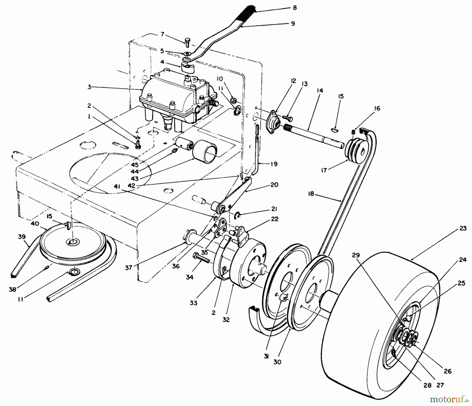 Toro Neu Mowers, Drive Unit Only 30180 - Toro Mid-Size Proline Gear Traction Unit, 16 hp, 1991 (100001-199999) AXLE ASSEMBLY