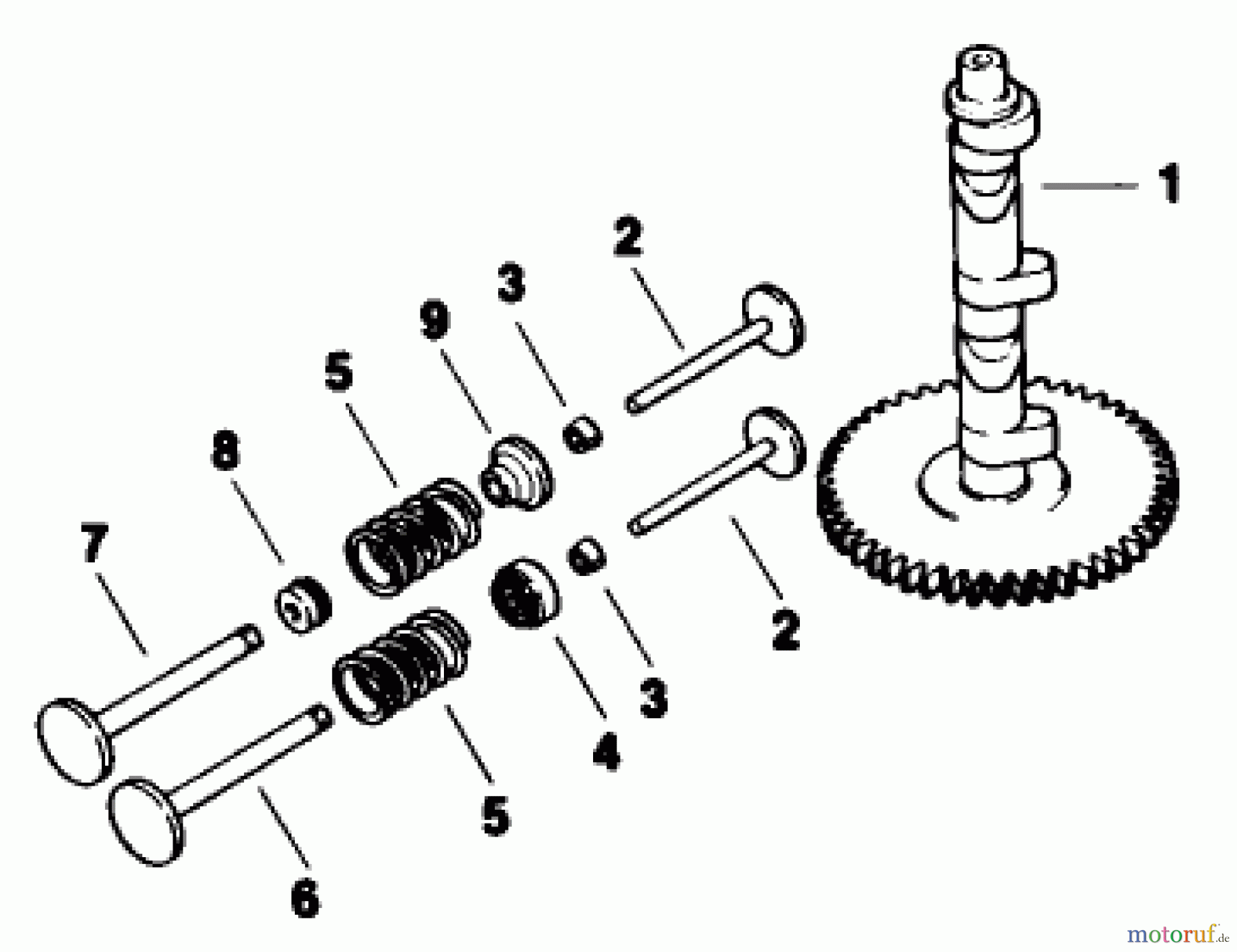 Toro Neu Mowers, Drive Unit Only 30180 - Toro Mid-Size Proline Gear Traction Unit, 16 hp, 1991 (100001-199999) CAMSHAFT & VALVES-ENGINE KOHLER MODEL NO. MV16S-TYPE 56511