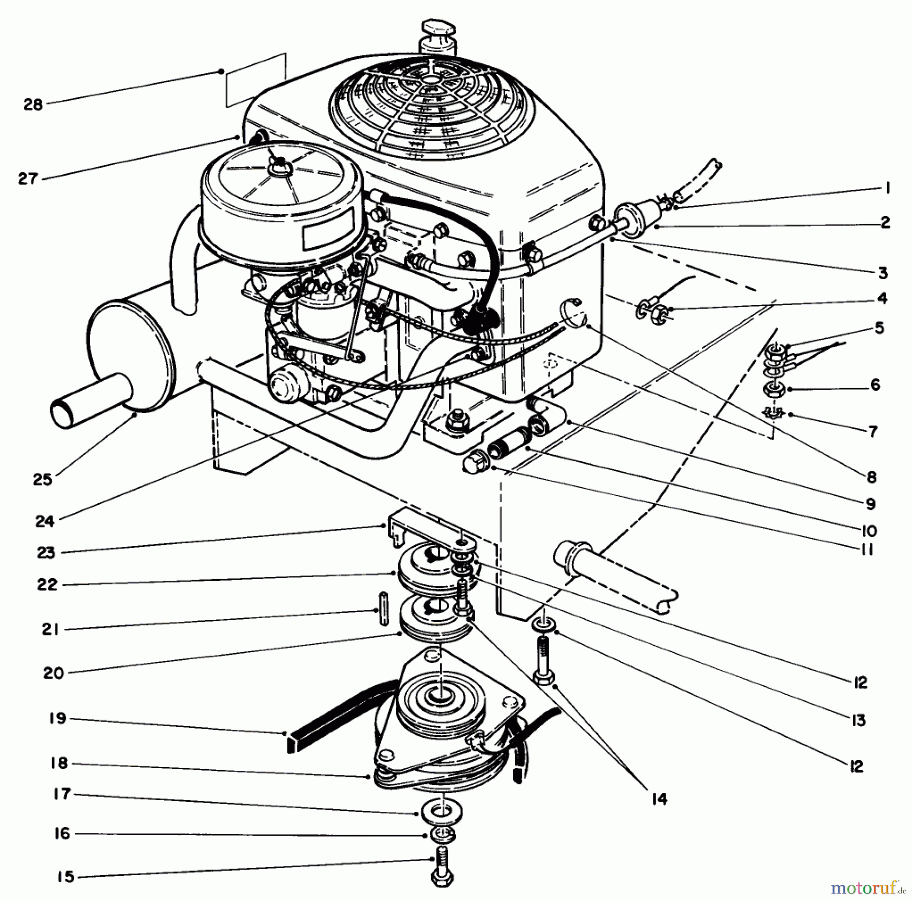 Toro Neu Mowers, Drive Unit Only 30180 - Toro Mid-Size Proline Gear Traction Unit, 16 hp, 1991 (100001-199999) ENGINE ASSEMBLY