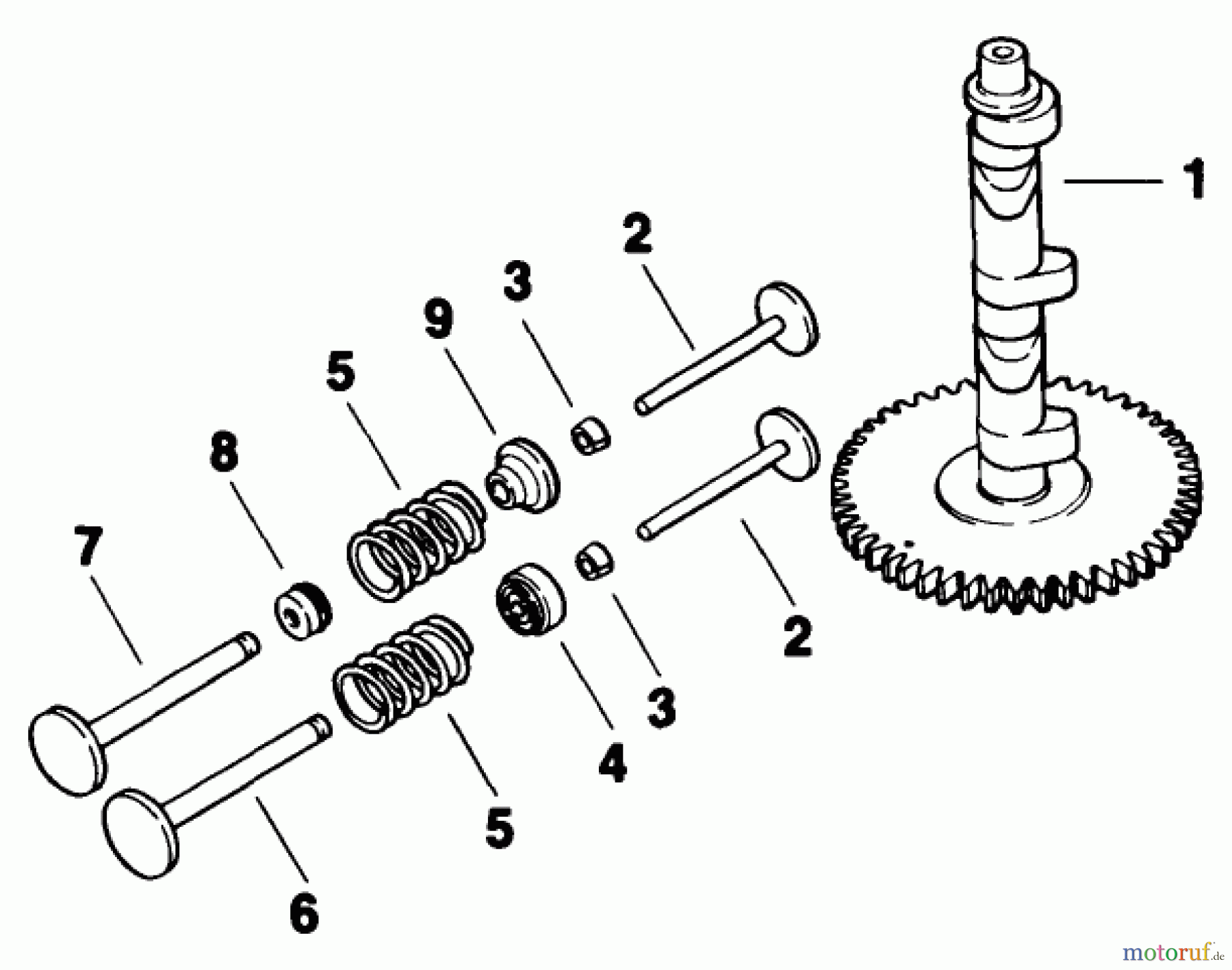  Toro Neu Mowers, Drive Unit Only 30180 - Toro Mid-Size Proline Gear Traction Unit, 16 hp, 1992 (200001-299999) CAMSHAFT & VALVES-ENGINE KOHLER MODEL NO. MV16S-TYPE 56519