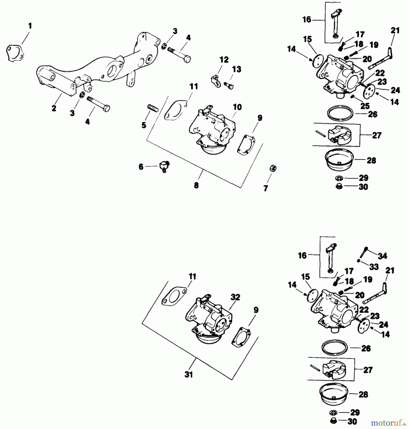  Toro Neu Mowers, Drive Unit Only 30180 - Toro Mid-Size Proline Gear Traction Unit, 16 hp, 1992 (200001-299999) CARBURETOR-ENGINE KOHLER MODEL NO. MV16S-TYPE 56519