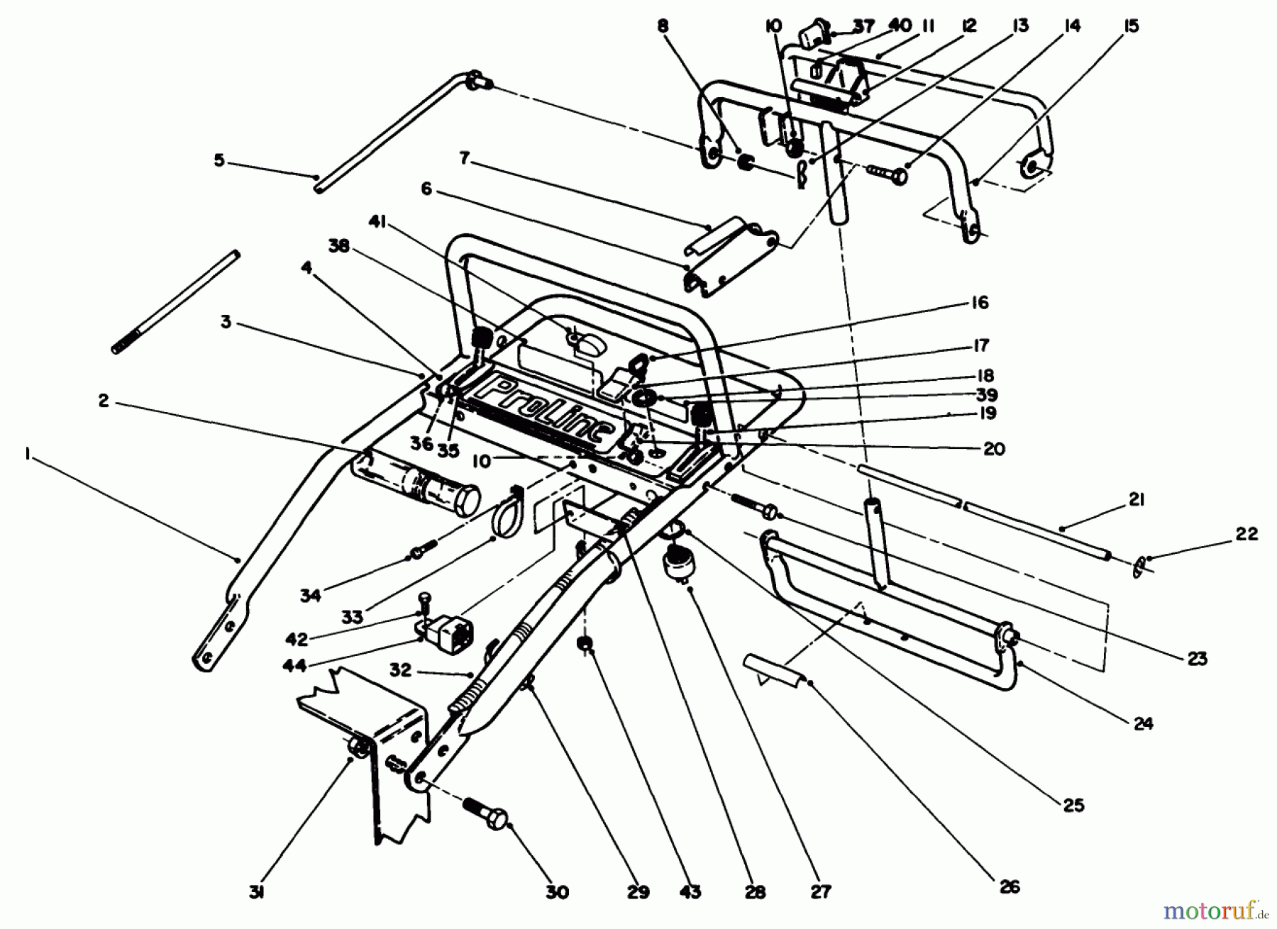 Toro Neu Mowers, Drive Unit Only 30180 - Toro Mid-Size Proline Gear Traction Unit, 16 hp, 1992 (200001-299999) HANDLE ASSEMBLY