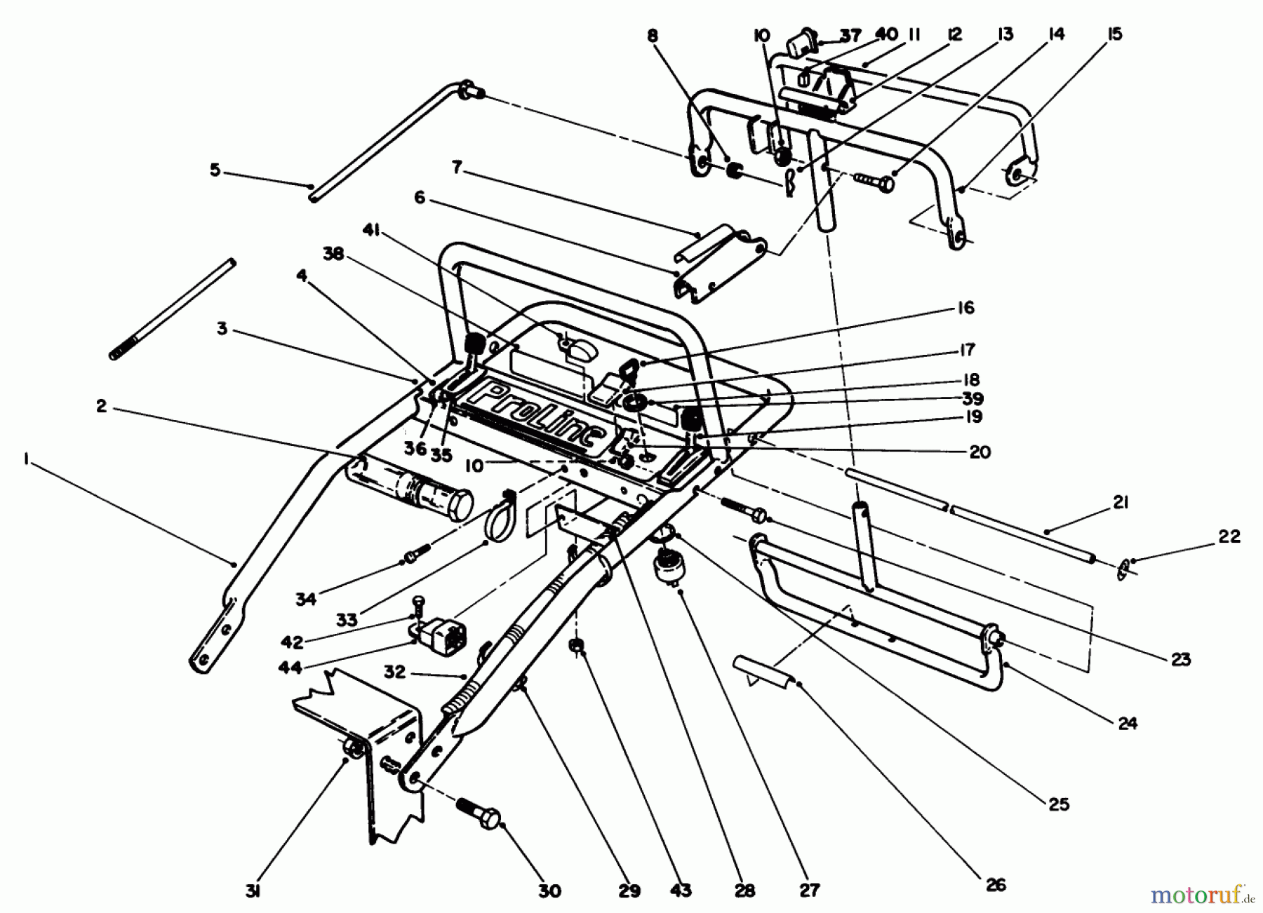  Toro Neu Mowers, Drive Unit Only 30180 - Toro Mid-Size Proline Gear Traction Unit, 16 hp, 1993 (390001-399999) HANDLE ASSEMBLY