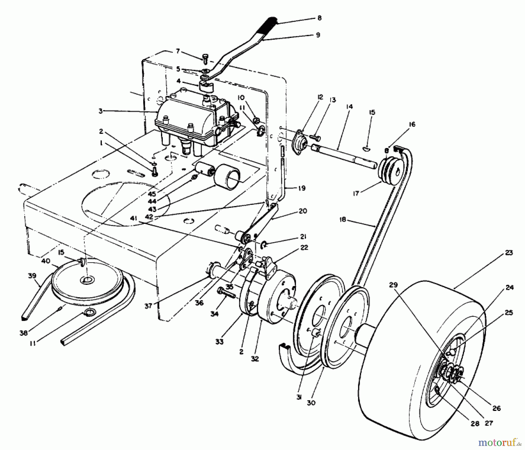  Toro Neu Mowers, Drive Unit Only 30180 - Toro Mid-Size Proline Gear Traction Unit, 16 hp, 1994 (490001-490730) AXLE ASSEMBLY