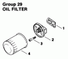 Toro 30180 - Mid-Size Proline Gear Traction Unit, 16 hp, 1994 (490001-490730) Ersatzteile ENGINE KOHLER MODEL NO. MV16S-TYPE PS56519 OIL FILTER GROUP 29