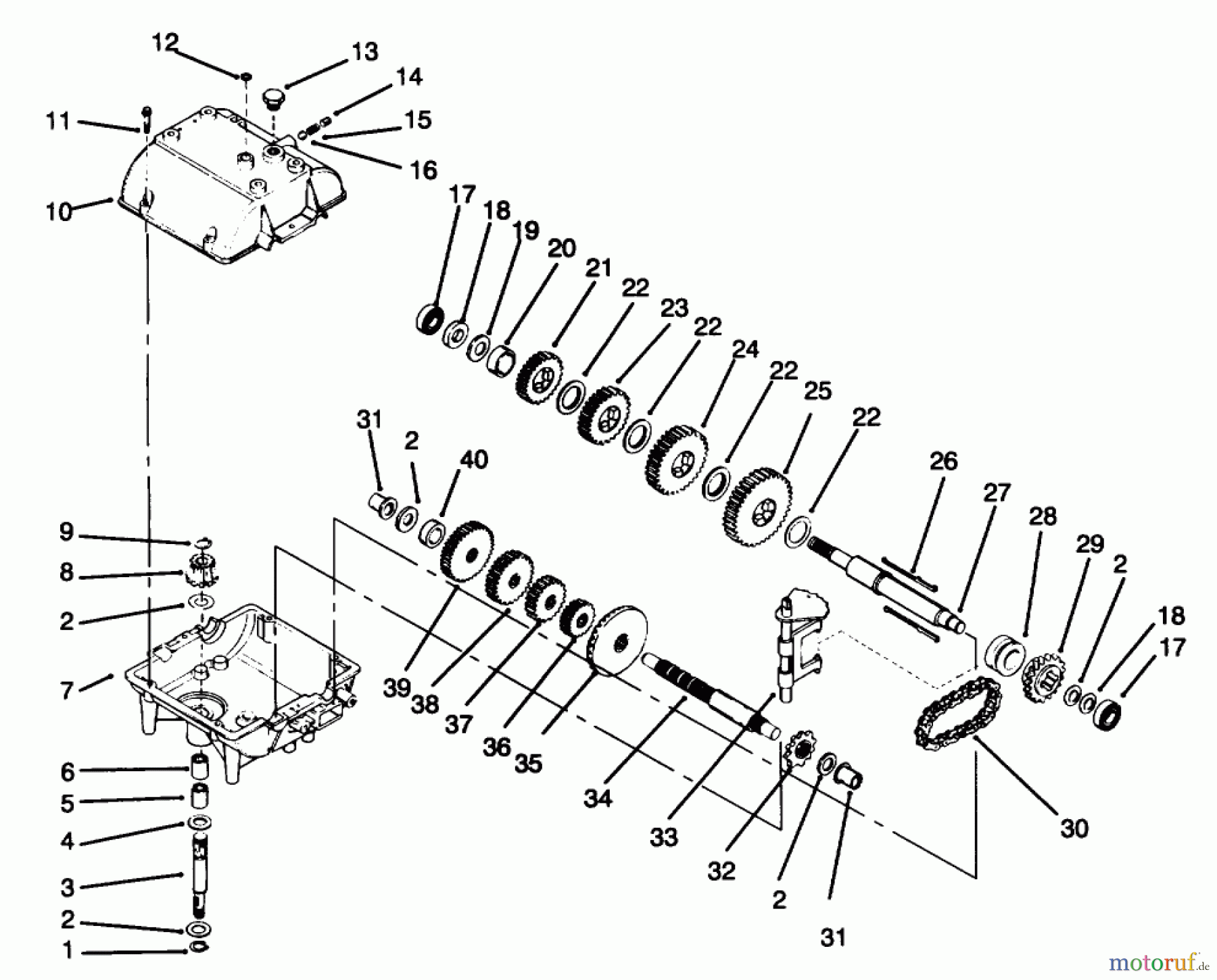  Toro Neu Mowers, Drive Unit Only 30180 - Toro Mid-Size Proline Gear Traction Unit, 16 hp, 1994 (490001-490730) PEERLESS TRANSMISSION MODEL NO. 700-039