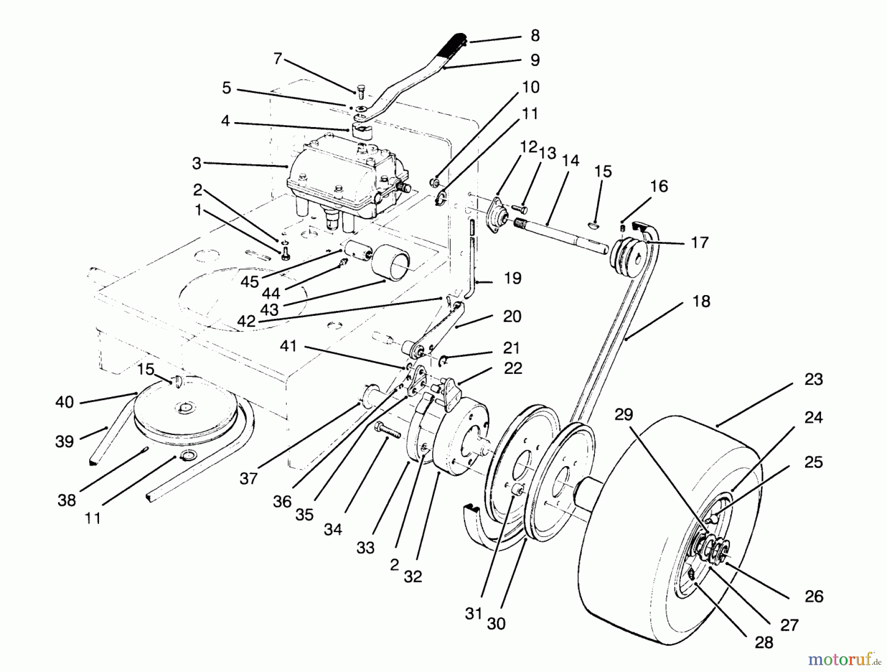  Toro Neu Mowers, Drive Unit Only 30180 - Toro Mid-Size Proline Gear Traction Unit, 16 hp, 1994 (490731-499999) AXLE ASSEMBLY