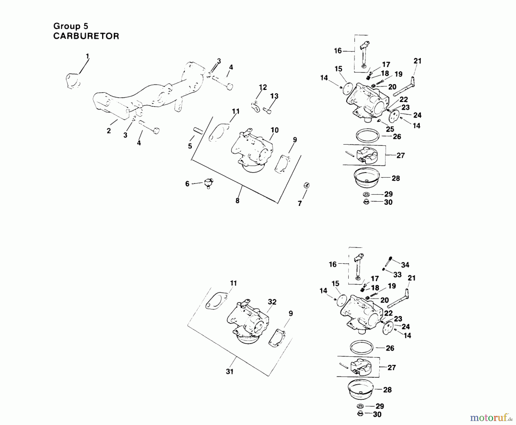 Toro Neu Mowers, Drive Unit Only 30180 - Toro Mid-Size Proline Gear Traction Unit, 16 hp, 1994 (490731-499999) CARBURETOR-ENGINE KOHLER MODEL NO. MV16S-TYPE PS56519