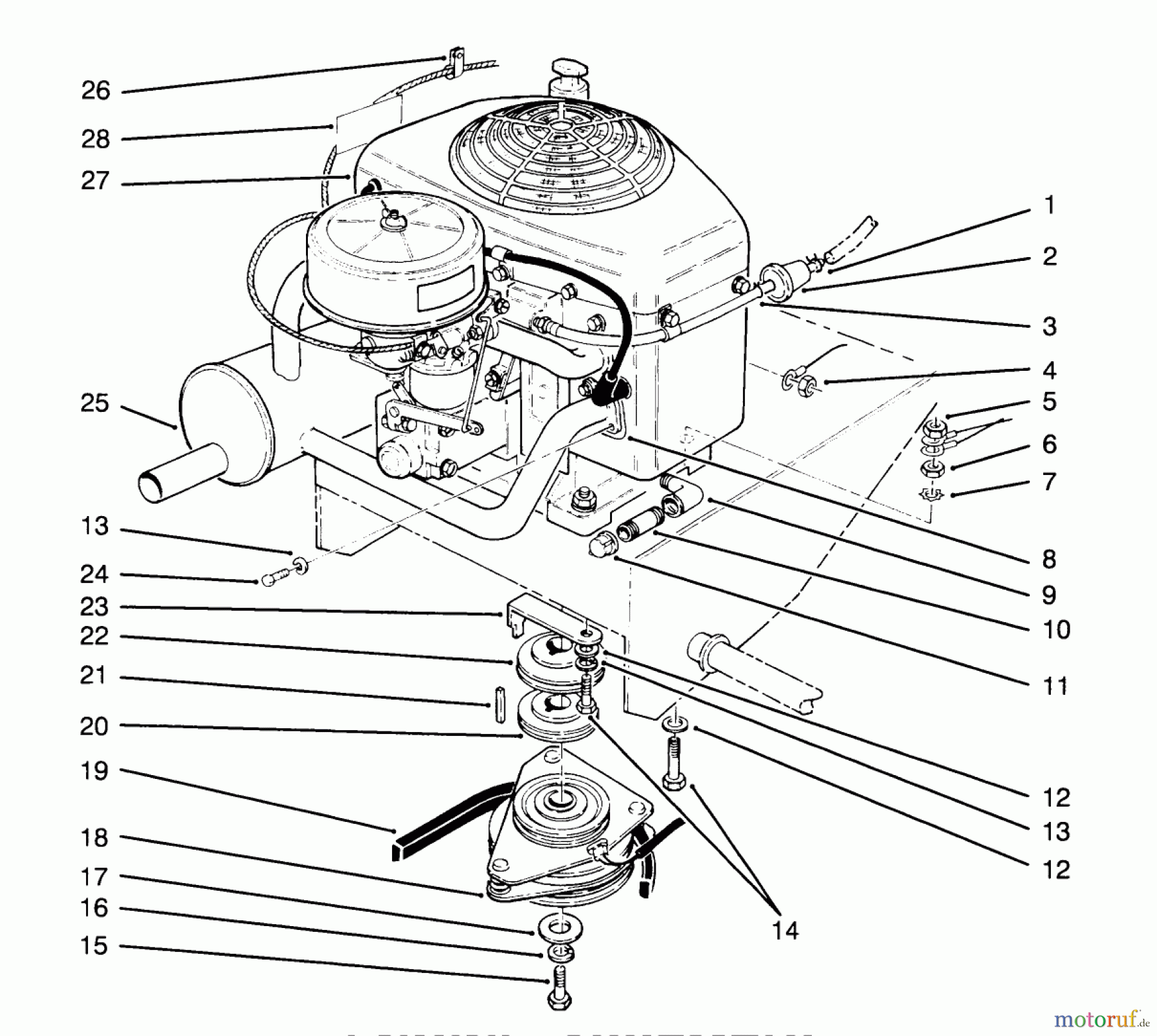 Toro Neu Mowers, Drive Unit Only 30180 - Toro Mid-Size Proline Gear Traction Unit, 16 hp, 1994 (490731-499999) ENGINE ASSEMBLY