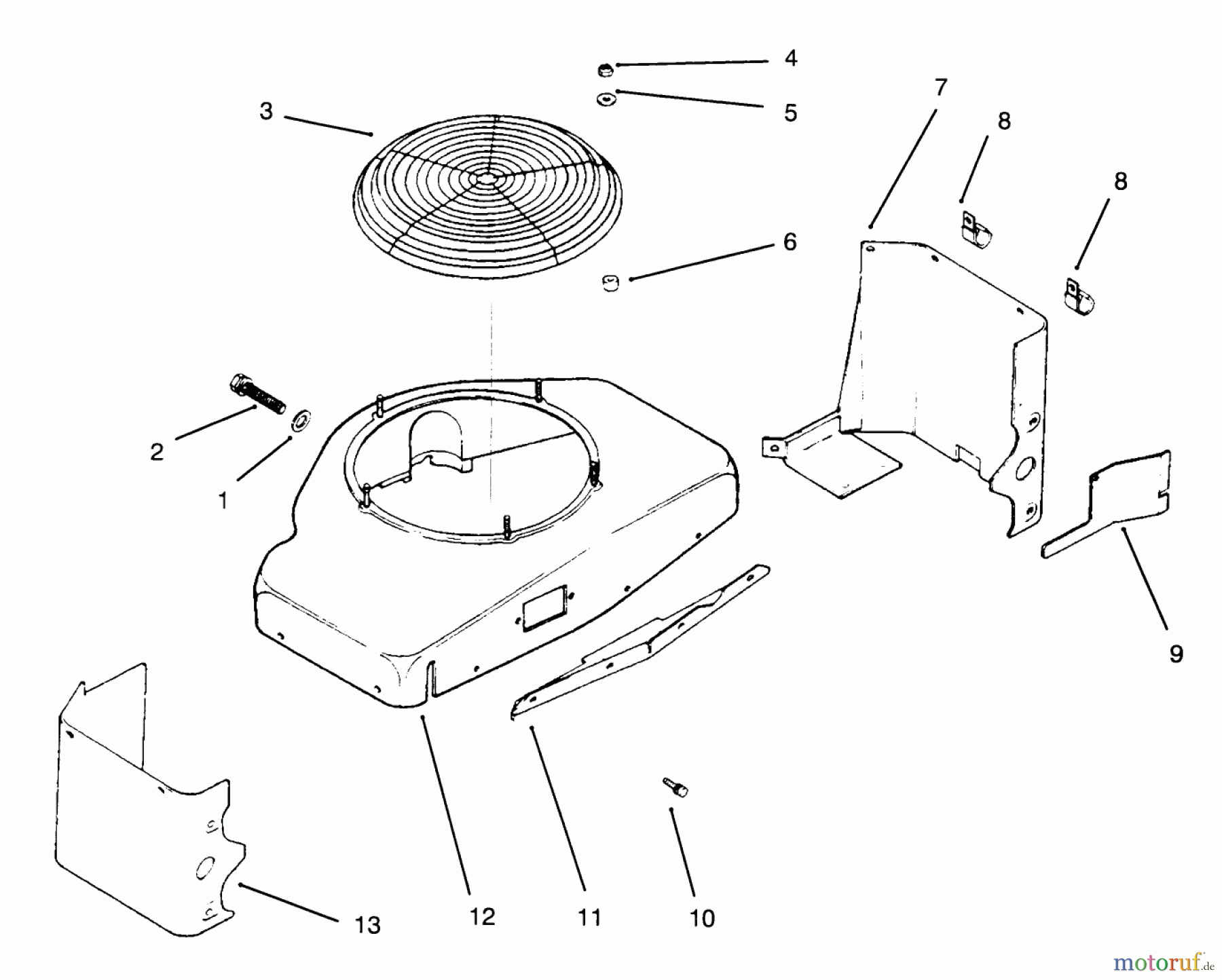 Toro Neu Mowers, Drive Unit Only 30180 - Toro Mid-Size Proline Gear Traction Unit, 16 hp, 1995 (590001-599999) BLOWER HOUSING AND BAFFLES ENGINE KOHLER MODEL NO. MV16S-TYPE PS56519