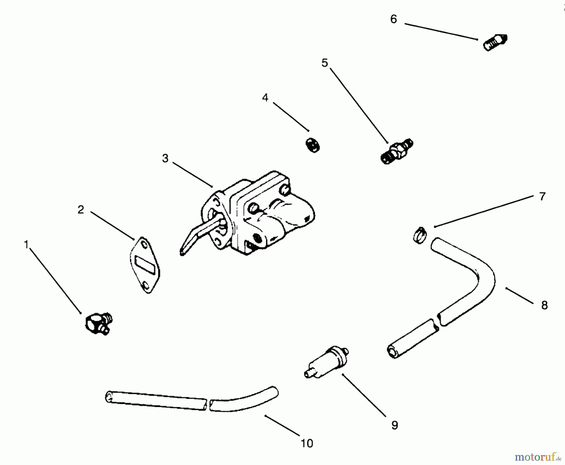  Toro Neu Mowers, Drive Unit Only 30180 - Toro Mid-Size Proline Gear Traction Unit, 16 hp, 1995 (590001-599999) FUEL PUMP, LINE AND FILTER ENGINE KOHLER MODEL NO. MV16S-TYPE PS56519