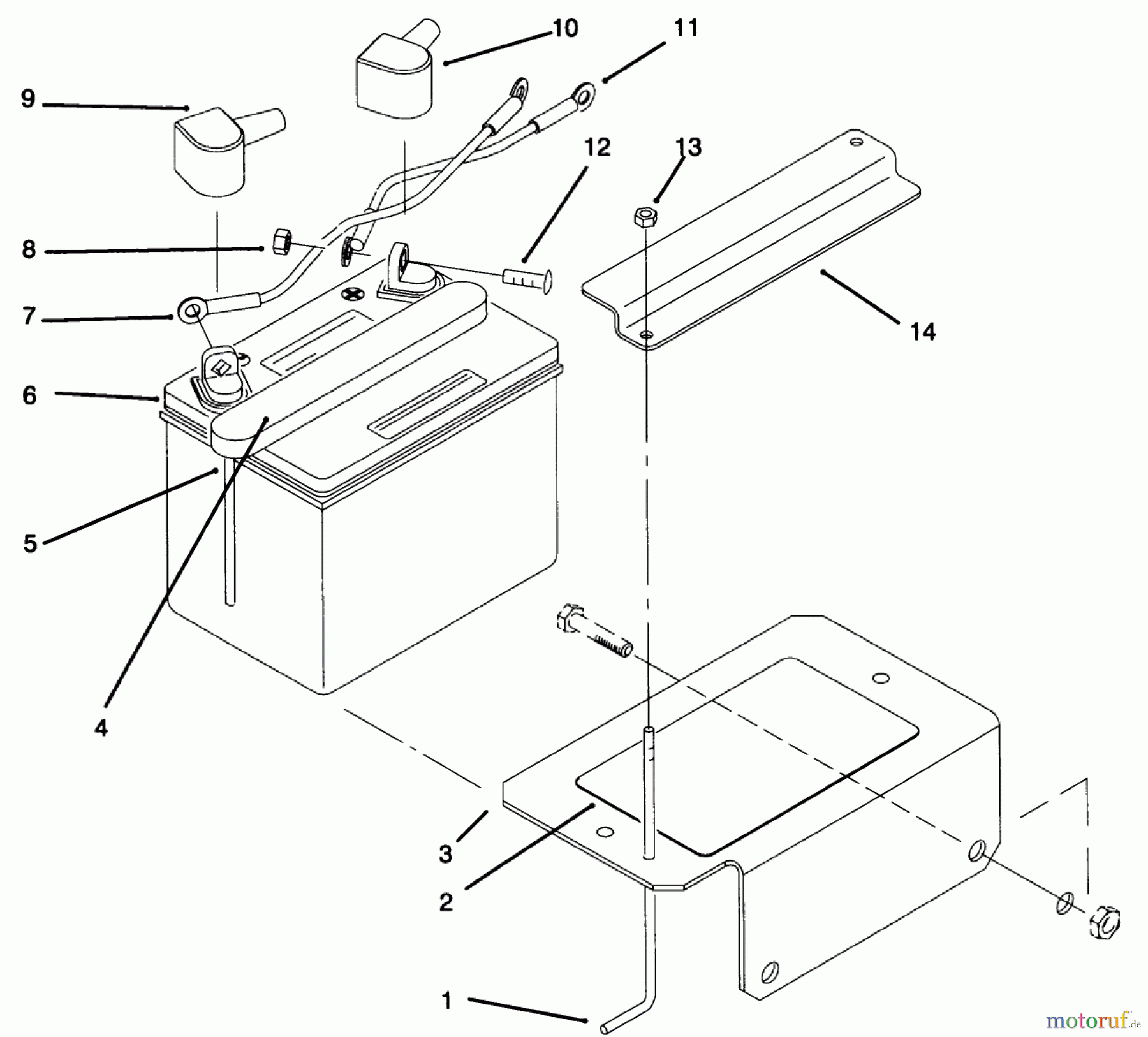 Toro Neu Mowers, Drive Unit Only 30181 - Toro Mid-Size Proline Gear Traction Unit, 16 hp, 1995 (59000001-59999999) BATTERY ASSEMBLY