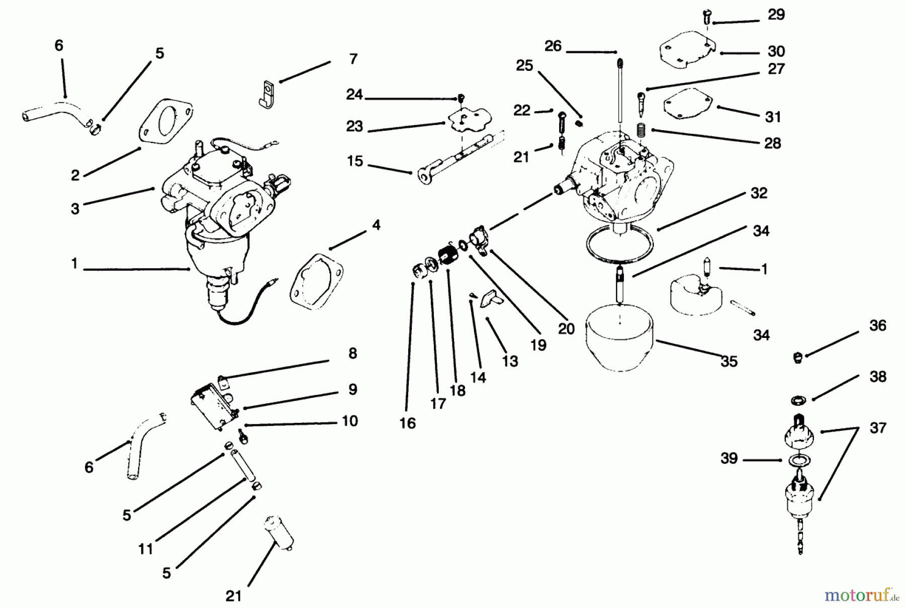 Toro Neu Mowers, Drive Unit Only 30181 - Toro Mid-Size Proline Gear Traction Unit, 16 hp, 1995 (59000001-59999999) CARBURETOR/FUEL PUMP KOHLER ENGINE CV18S - PS 61521
