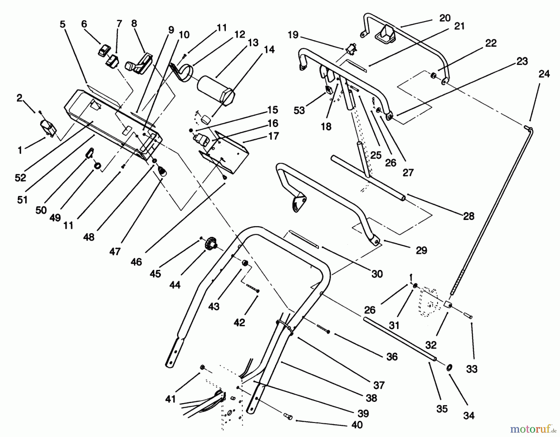 Toro Neu Mowers, Drive Unit Only 30185 - Toro Mid-Size Proline Hydro Traction Unit, 14 hp, 1991 (10000001-19999999) HANDLE/CONTROL PANEL ASSEMBLY