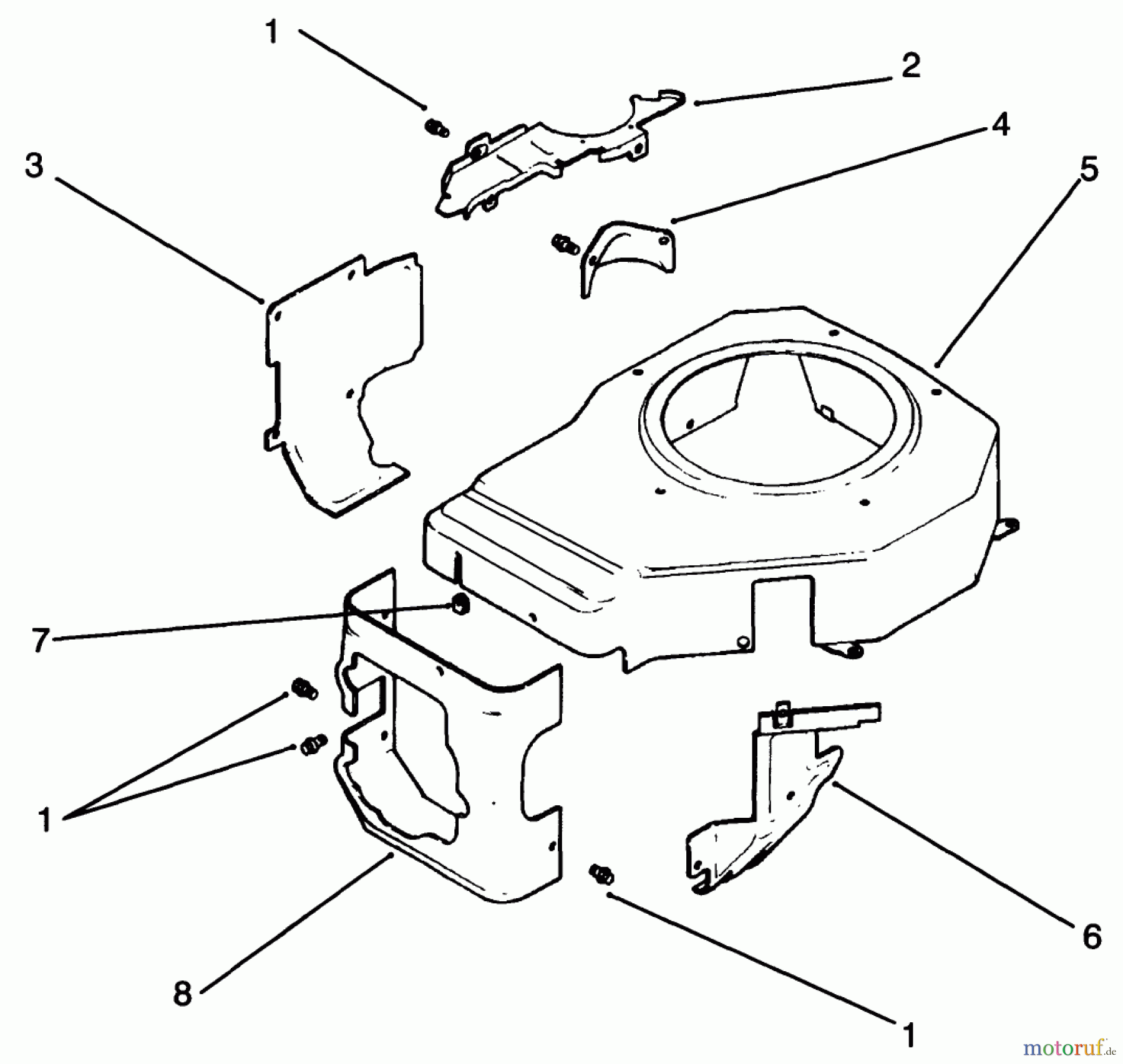  Toro Neu Mowers, Drive Unit Only 30185 - Toro Mid-Size Proline Hydro Traction Unit, 14 hp, 1994 (49000001-49999999) BLOWER HOUSING & BAFFLE-ENGINE KOHLER MODEL NO. CV14 S-1429