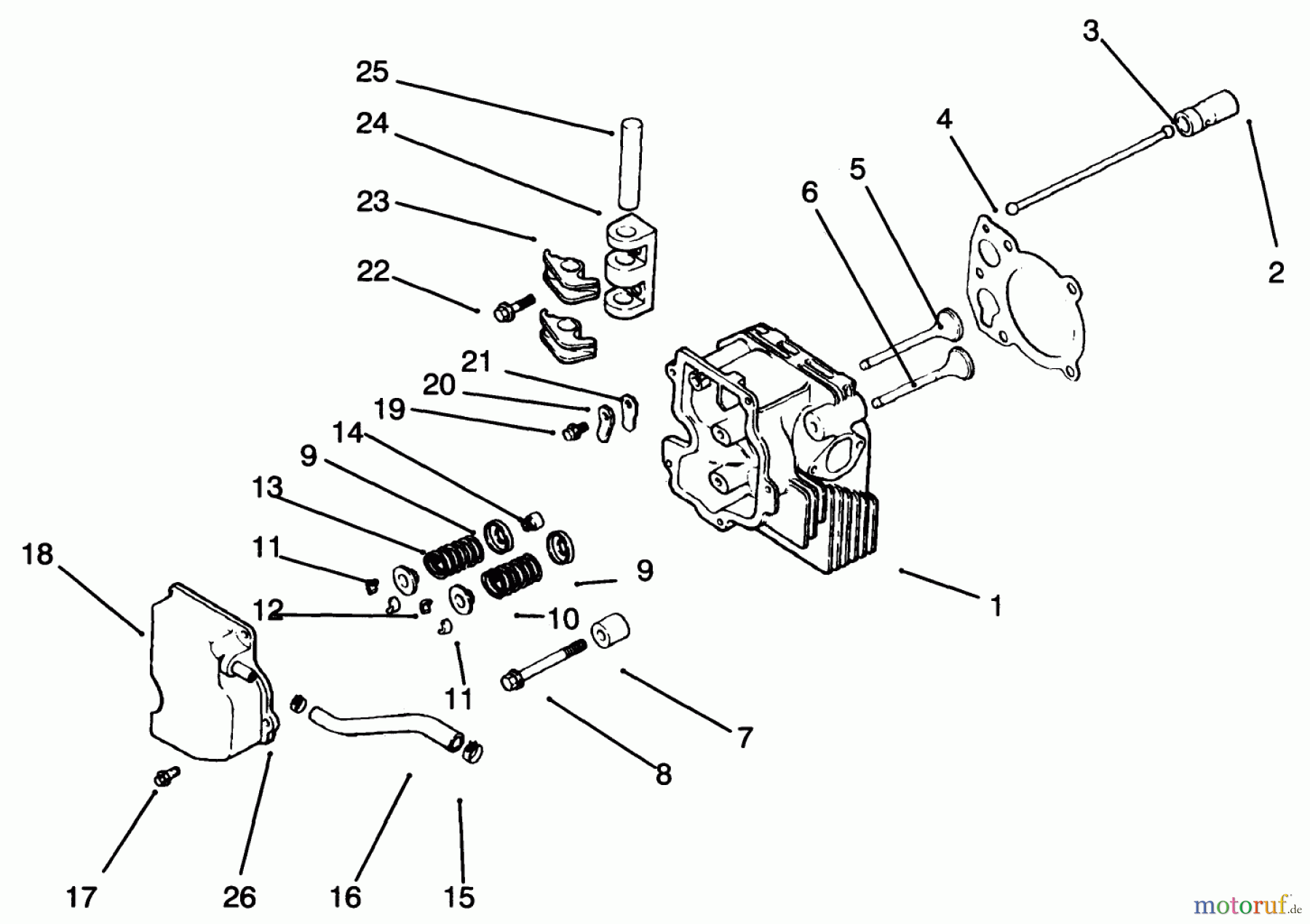 Toro Neu Mowers, Drive Unit Only 30185 - Toro Mid-Size Proline Hydro Traction Unit, 14 hp, 1994 (49000001-49999999) CYLINDER HEAD/VALVE/BREATHER-ENGINE KOHLER MODEL NO. CV14 S-1429