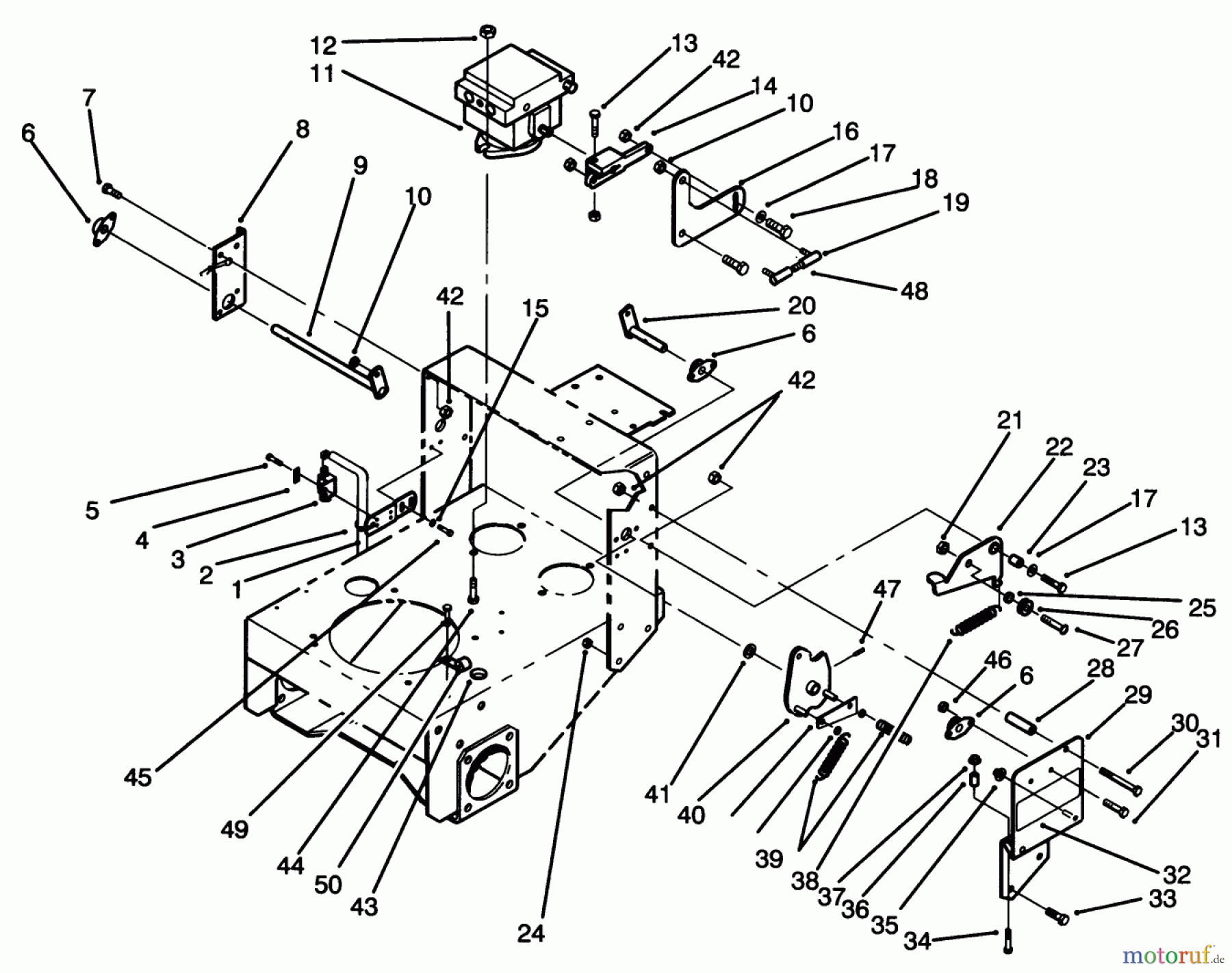  Toro Neu Mowers, Drive Unit Only 30185 - Toro Mid-Size Proline Hydro Traction Unit, 14 hp, 1994 (49000001-49999999) HYDRAULIC PUMP & LINKAGE ASSEMBLY