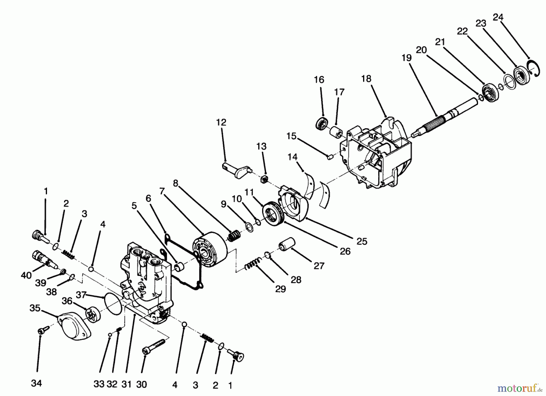 Toro Neu Mowers, Drive Unit Only 30186 - Toro Mid-Size Proline Hydro Traction Unit, 14 hp, 1995 (590001-599999) HYDRAULIC PUMP ASSEMBLY NO. 82-8220