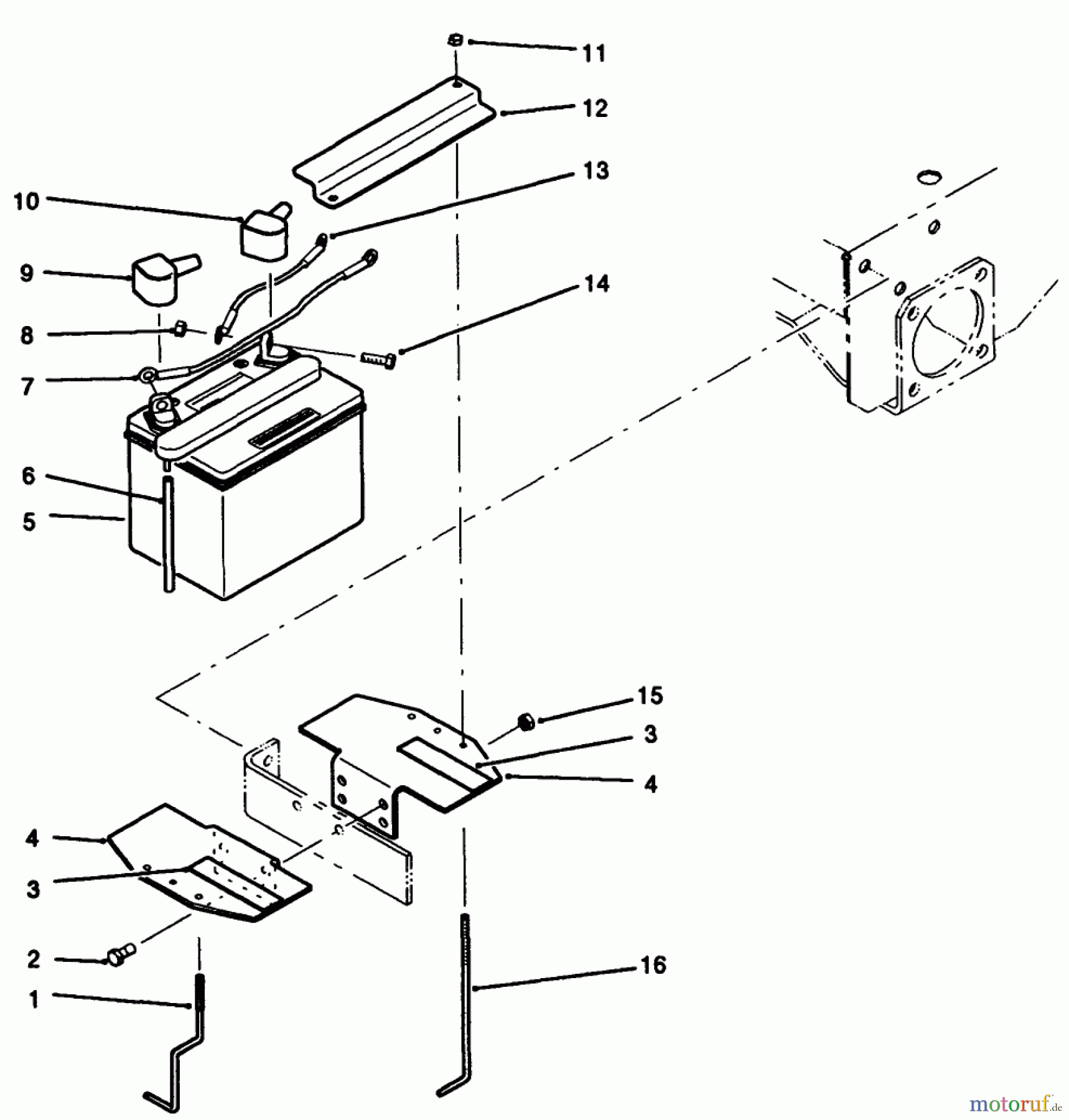 Toro Neu Mowers, Drive Unit Only 30190 - Toro Mid-Size Proline Hydro Traction Unit, 18 hp, 1991 (10000001-19999999) BATTERY ASSEMBLY
